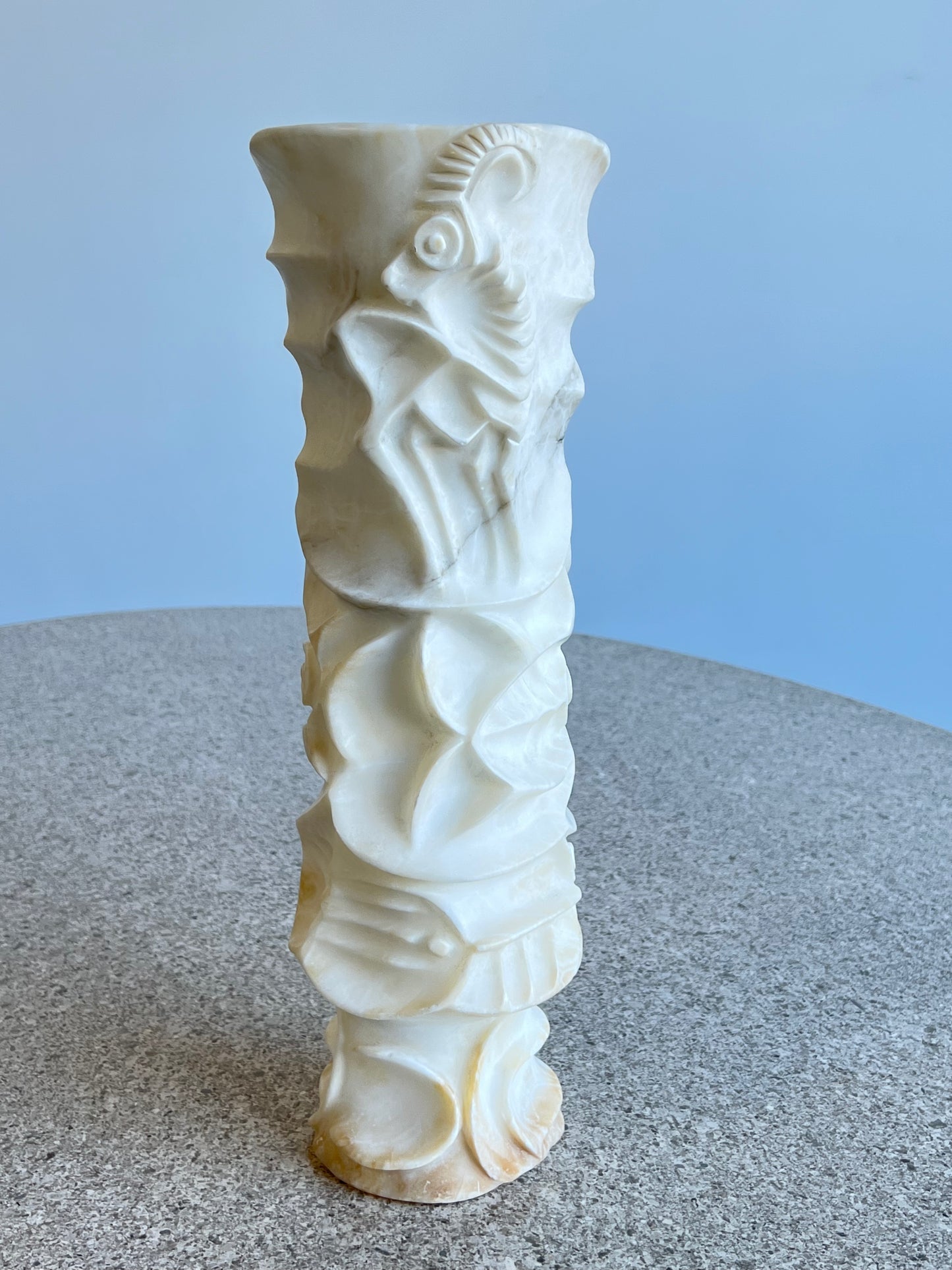 Italian Large Hand Carved Marble Vase, 1950s