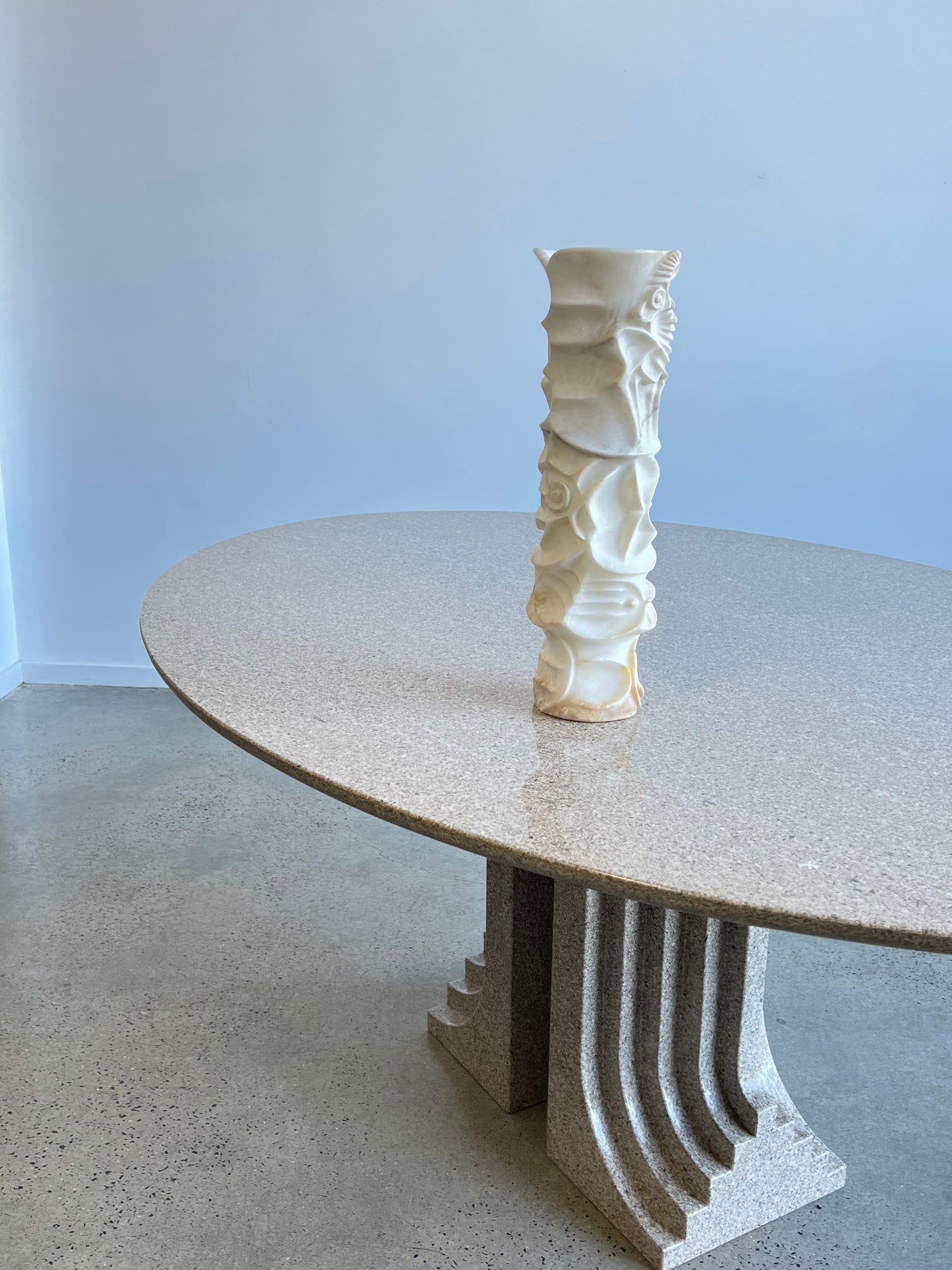 Italian Large Hand Carved Marble Vase, 1950s