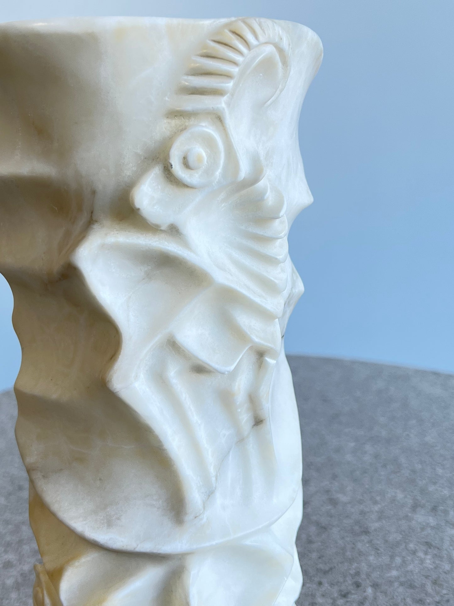 Italian Large Hand Carved Marble Vase, 1950s