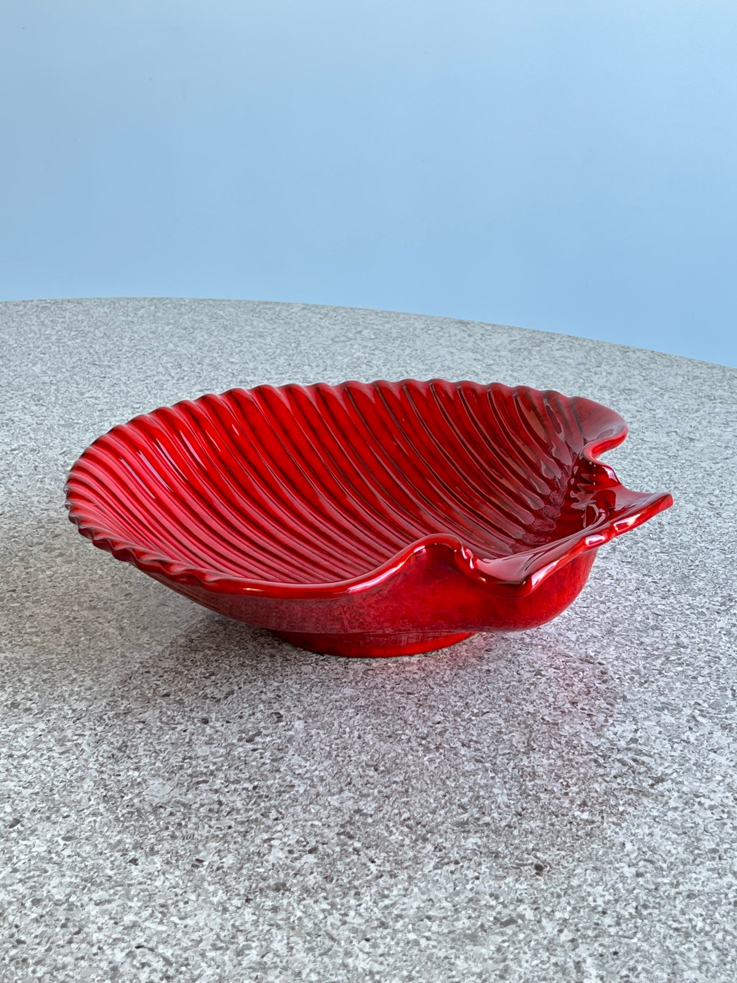 Peasant Village Italian Large Glazed Red Shell Ceramic Bowl, 1960s