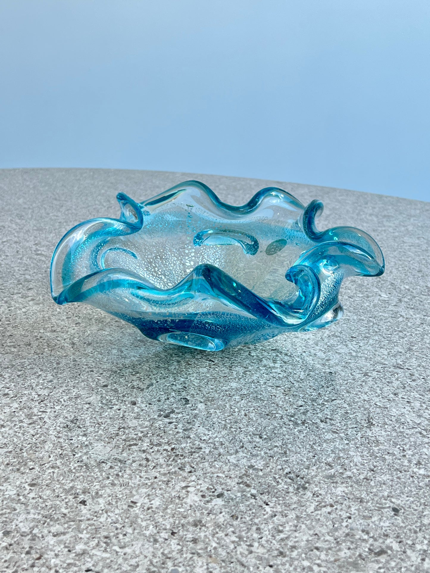 Saguso Murano Sommerso Light Blue Glass Ashtray, 1960s