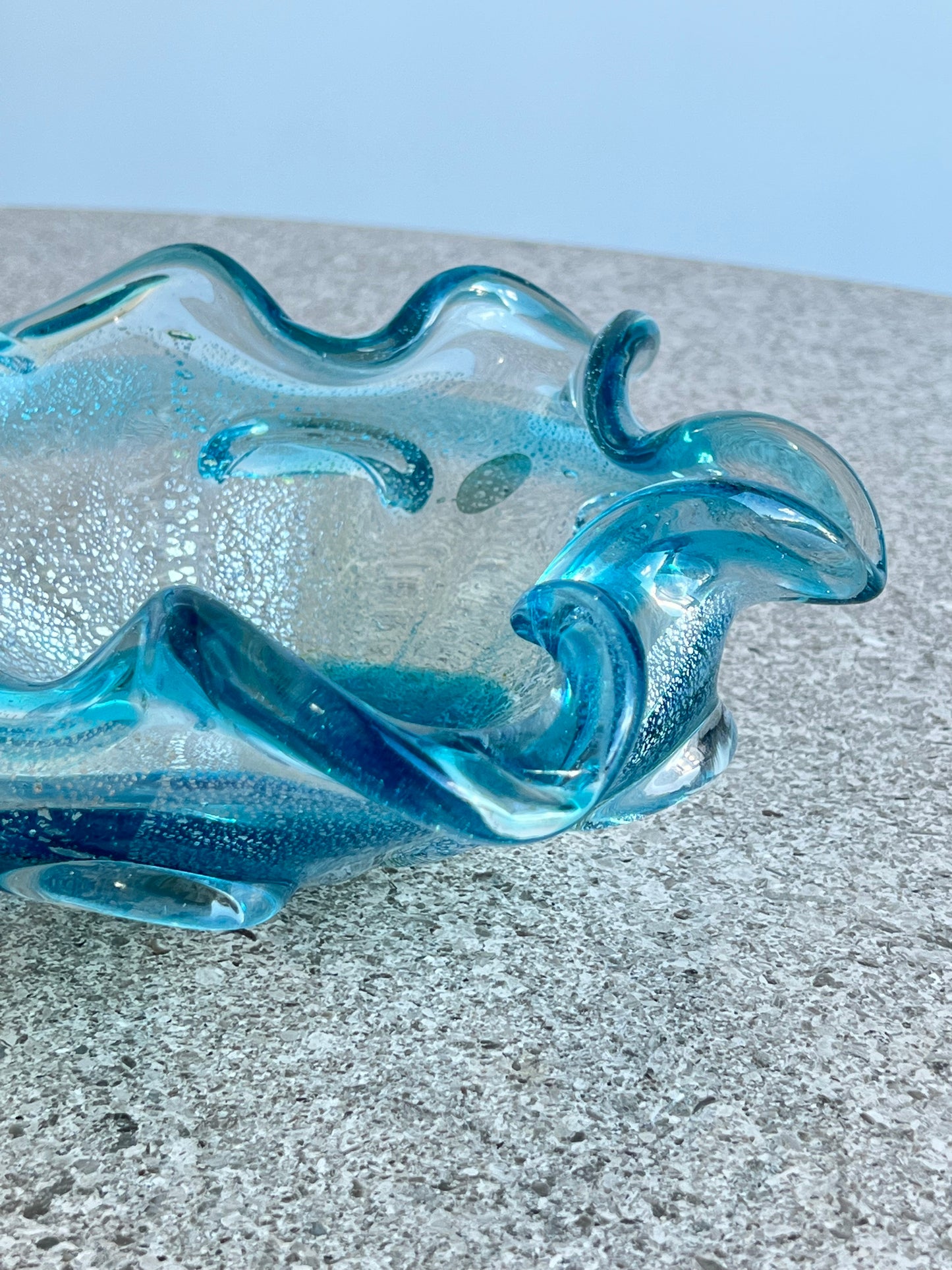 Saguso Murano Sommerso Light Blue Glass Ashtray, 1960s