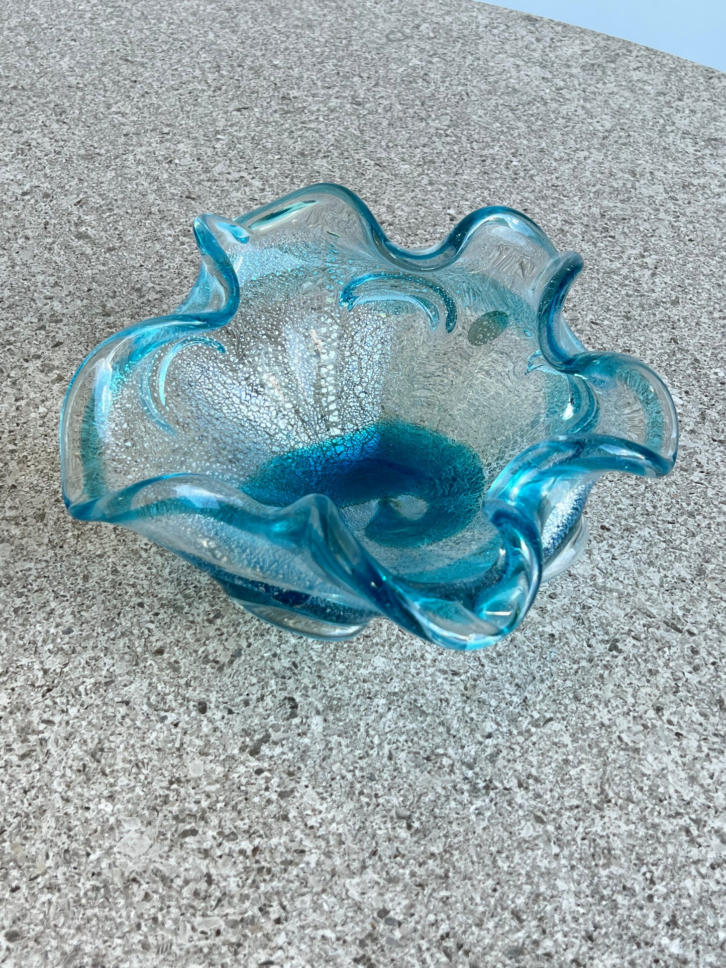 Saguso Murano Sommerso Light Blue Glass Ashtray, 1960s