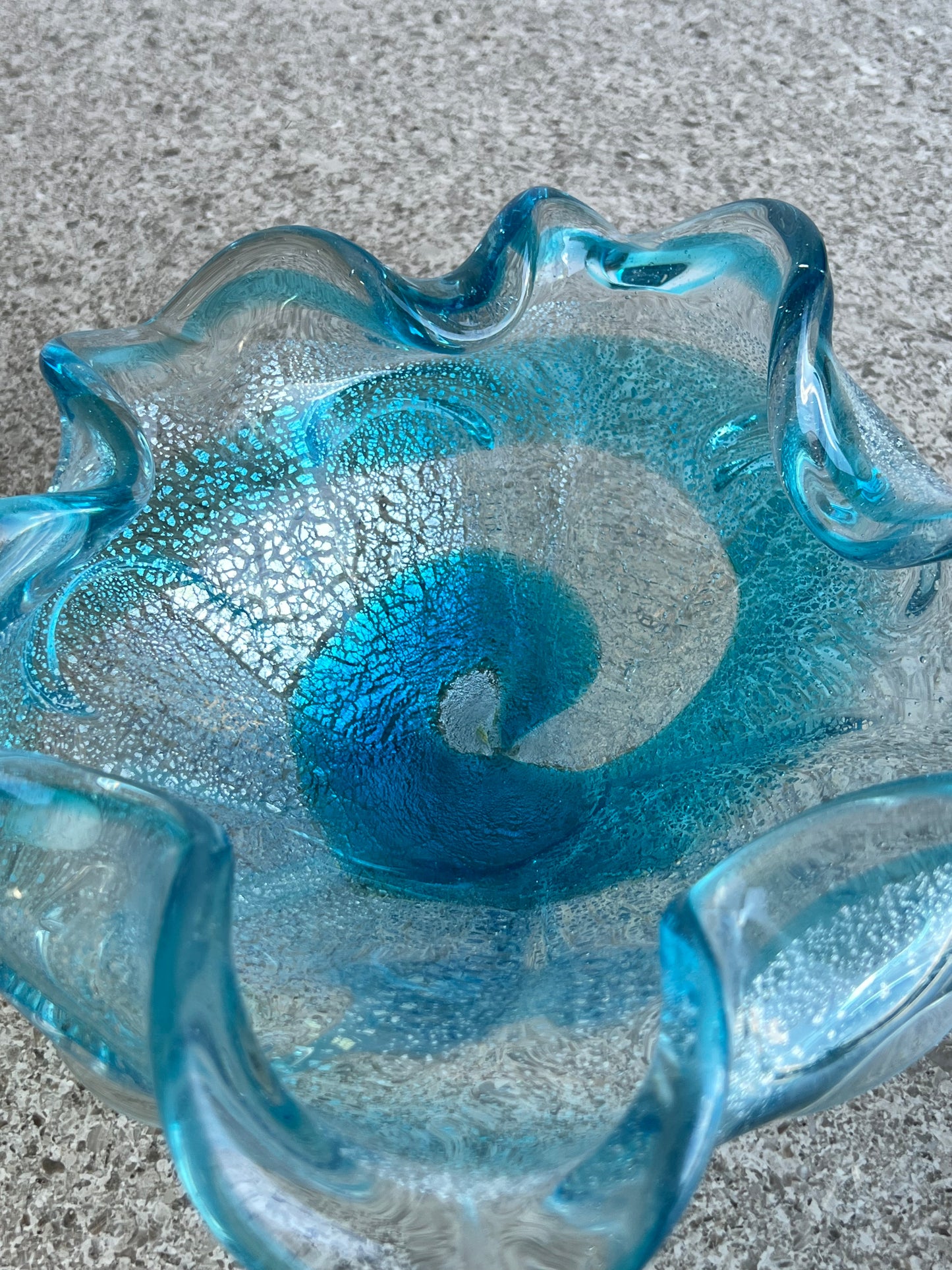 Saguso Murano Sommerso Light Blue Glass Ashtray, 1960s