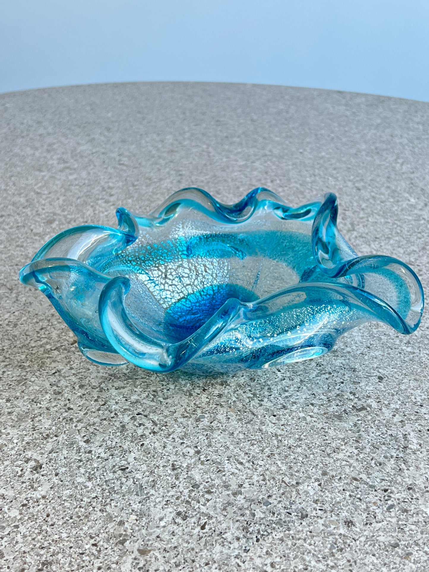 Saguso Murano Sommerso Light Blue Glass Ashtray, 1960s