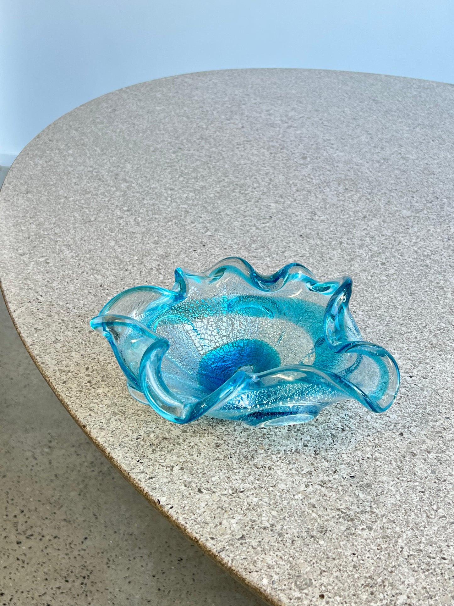 Saguso Murano Sommerso Light Blue Glass Ashtray, 1960s