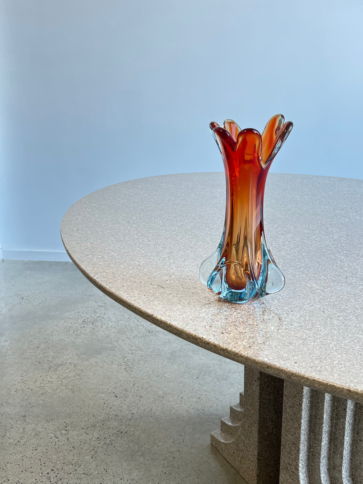 Archimede Saguso Murano Orange Glass Vase, 1960