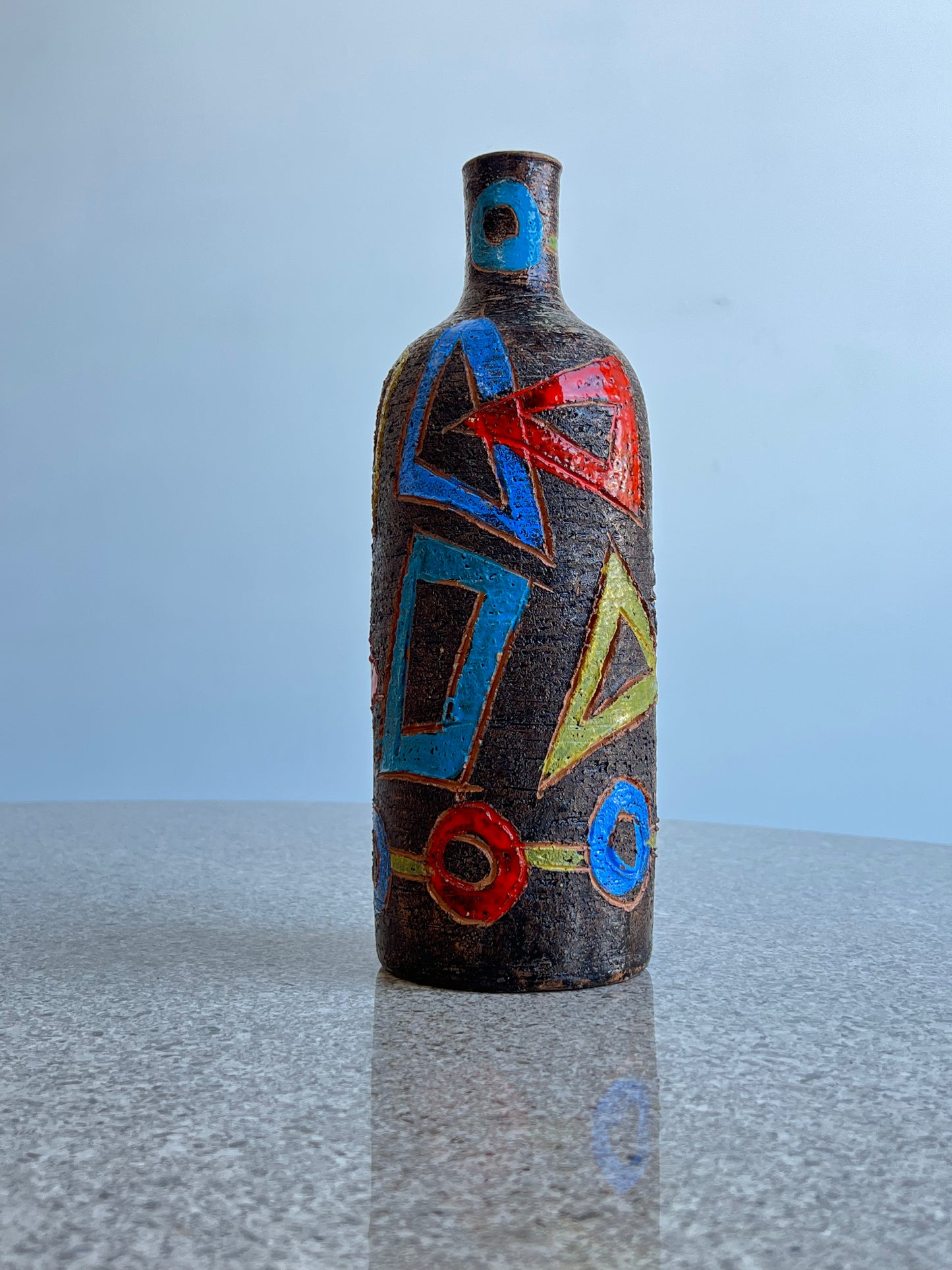 Bitossi Hand Painted Ceramic Decorative Bottle, 1960s