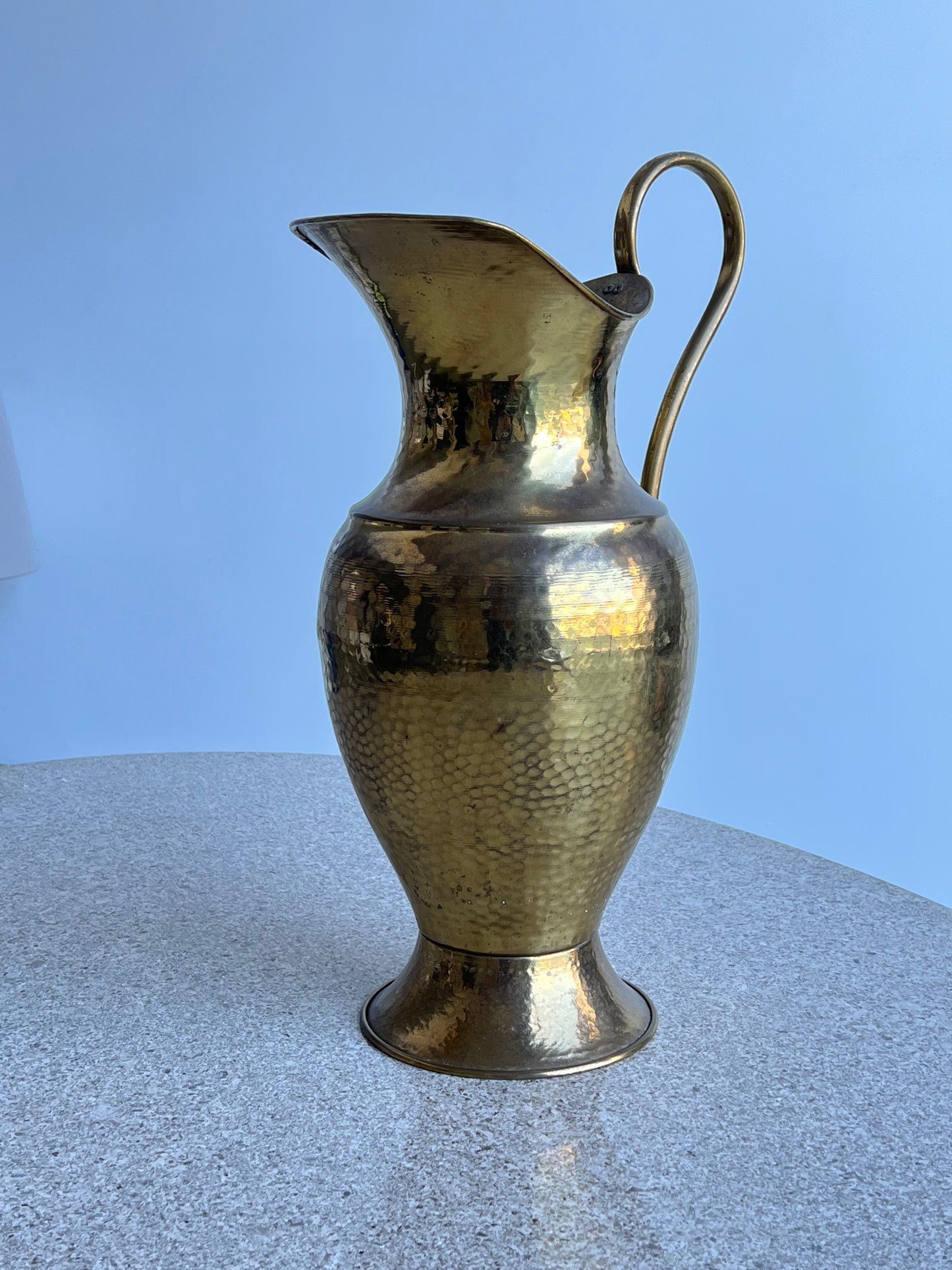 Italian Art Deco Large Hand Hammered Brass Vase, 1940