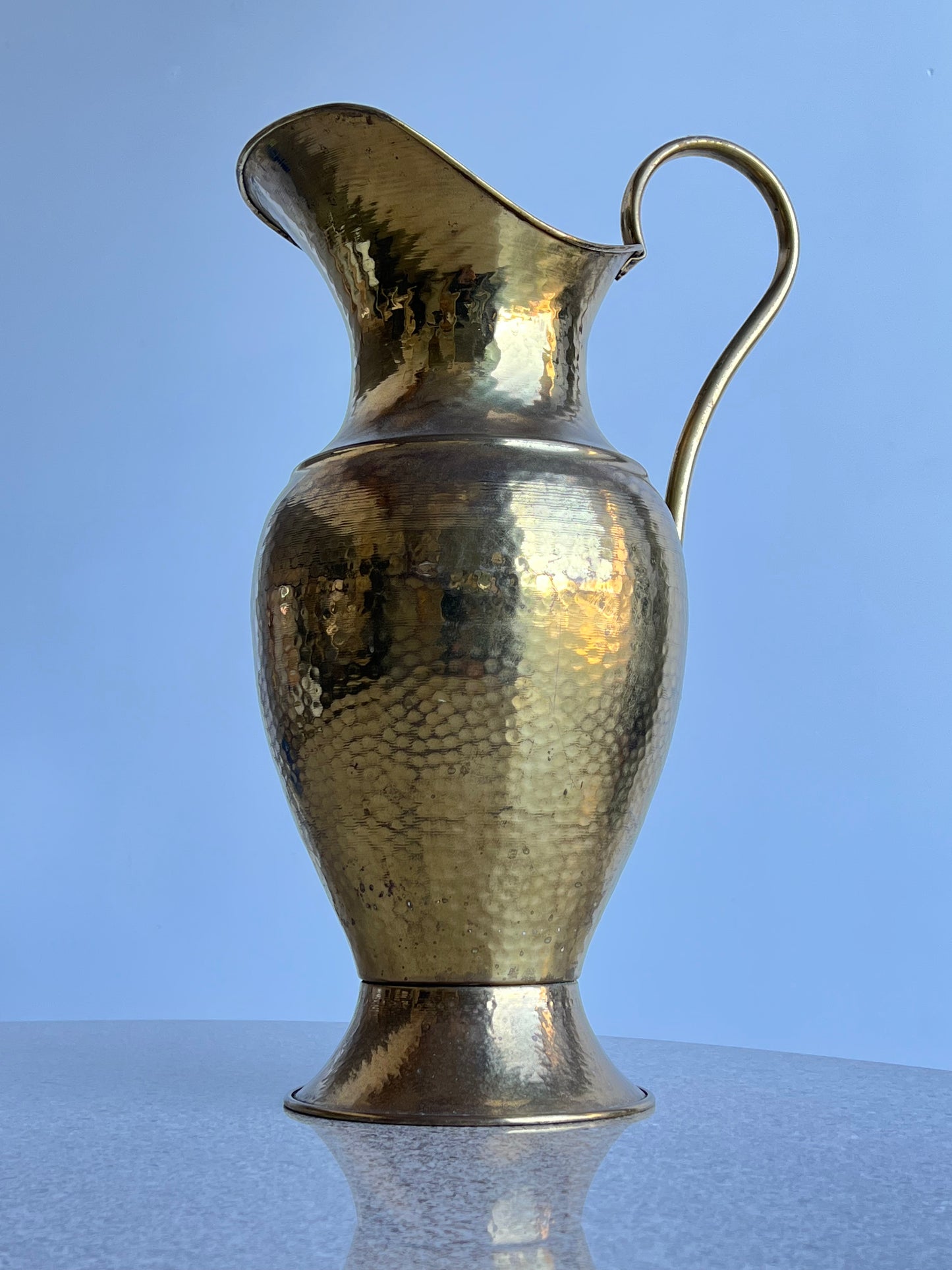Italian Art Deco Large Hand Hammered Brass Vase, 1940