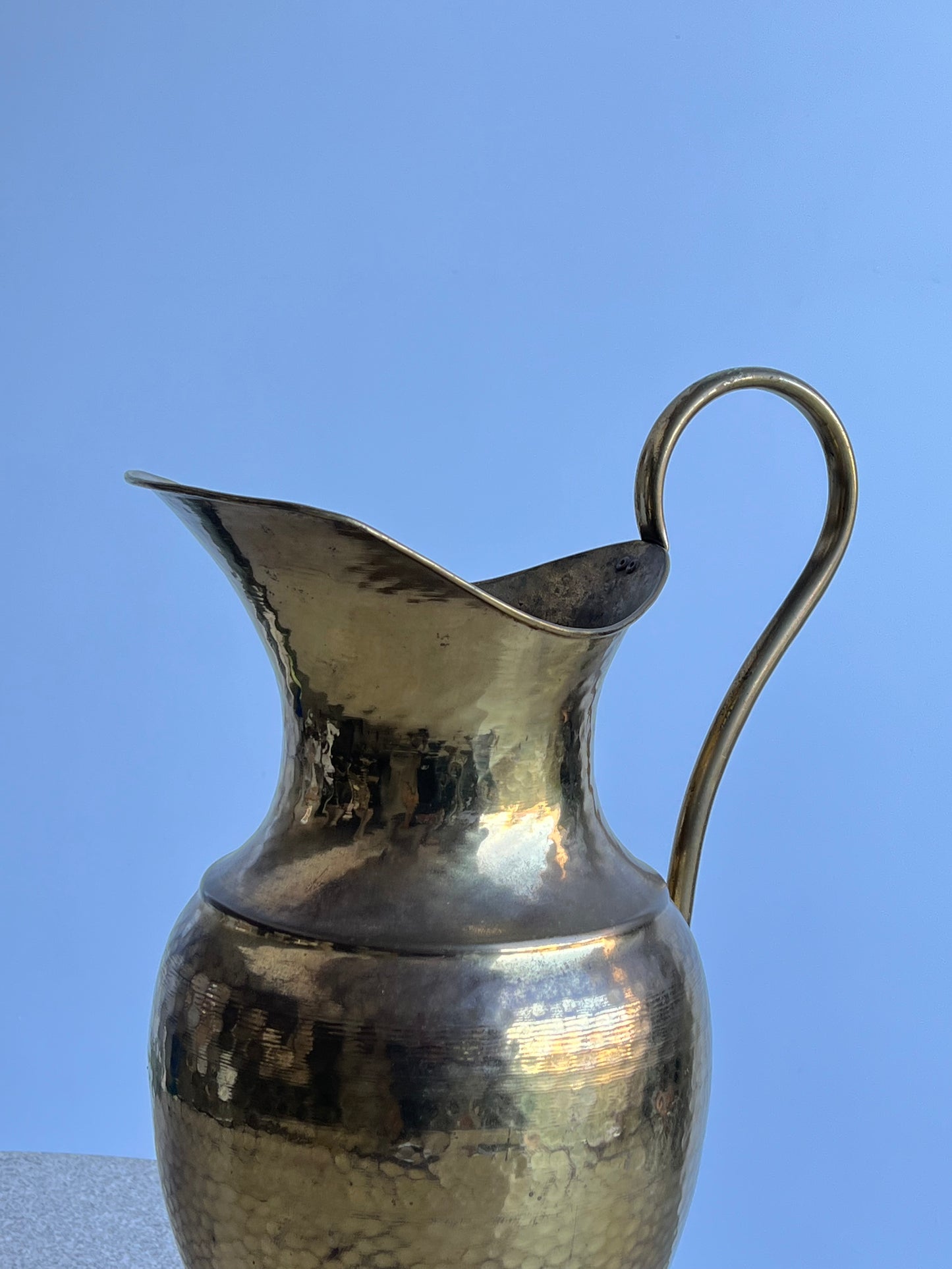 Italian Art Deco Large Hand Hammered Brass Vase, 1940