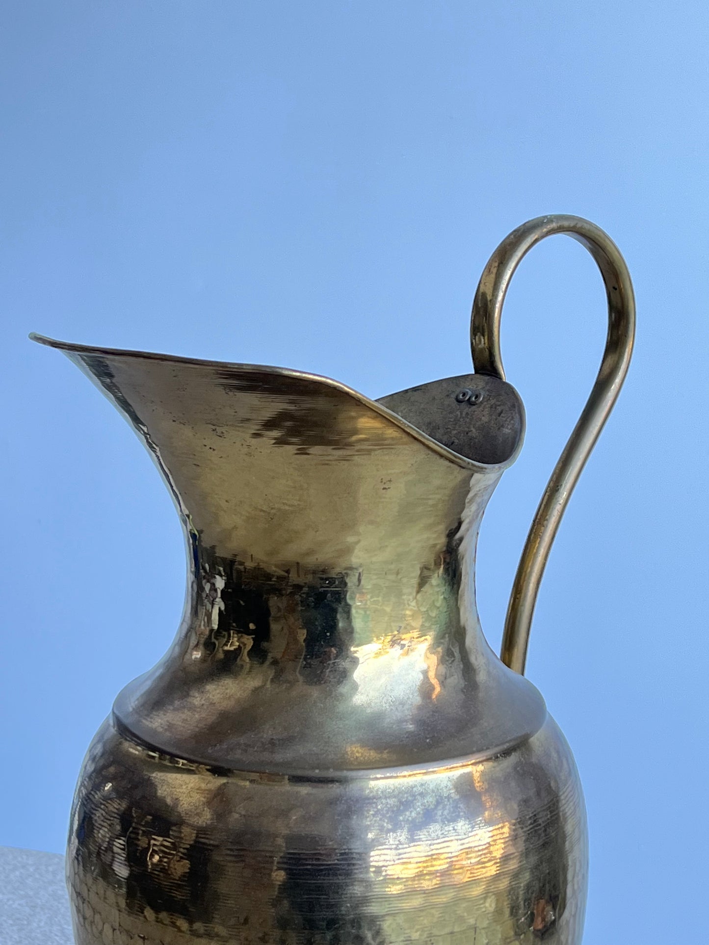 Italian Art Deco Large Hand Hammered Brass Vase, 1940