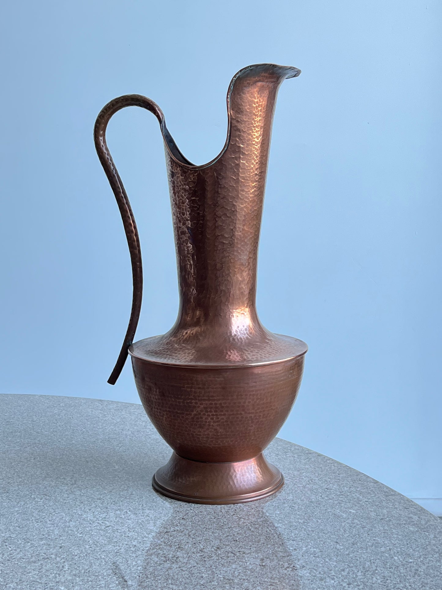 Italian Art Deco Hand Hammered Large Copper Vase, 1940s