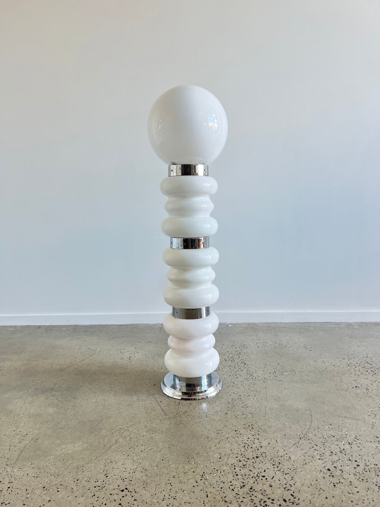 Carlo Nason for Mazzega, White Floor Lamp with Head Ball, 1960s