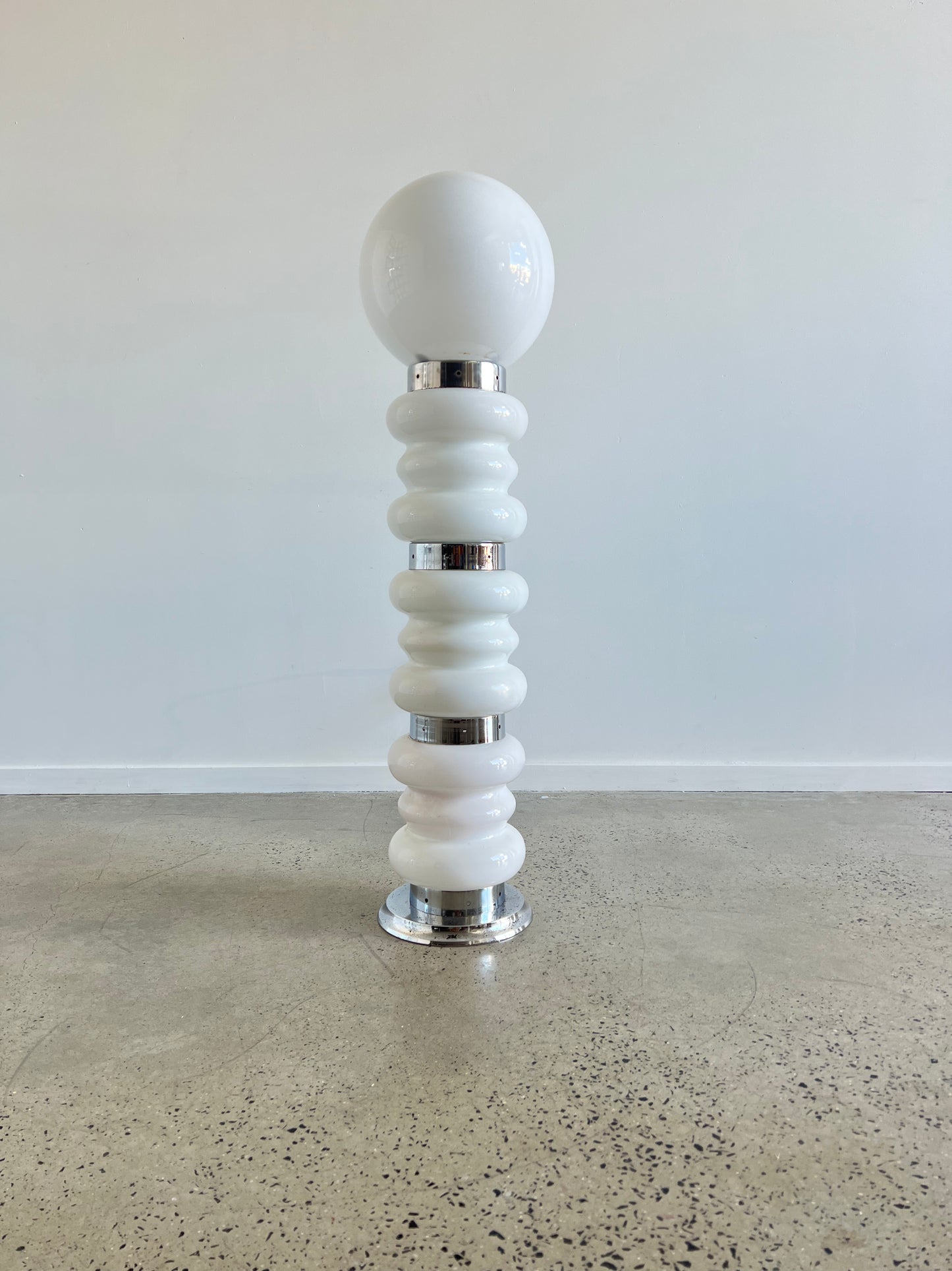 Carlo Nason for Mazzega, White Floor Lamp with Head Ball, 1960s
