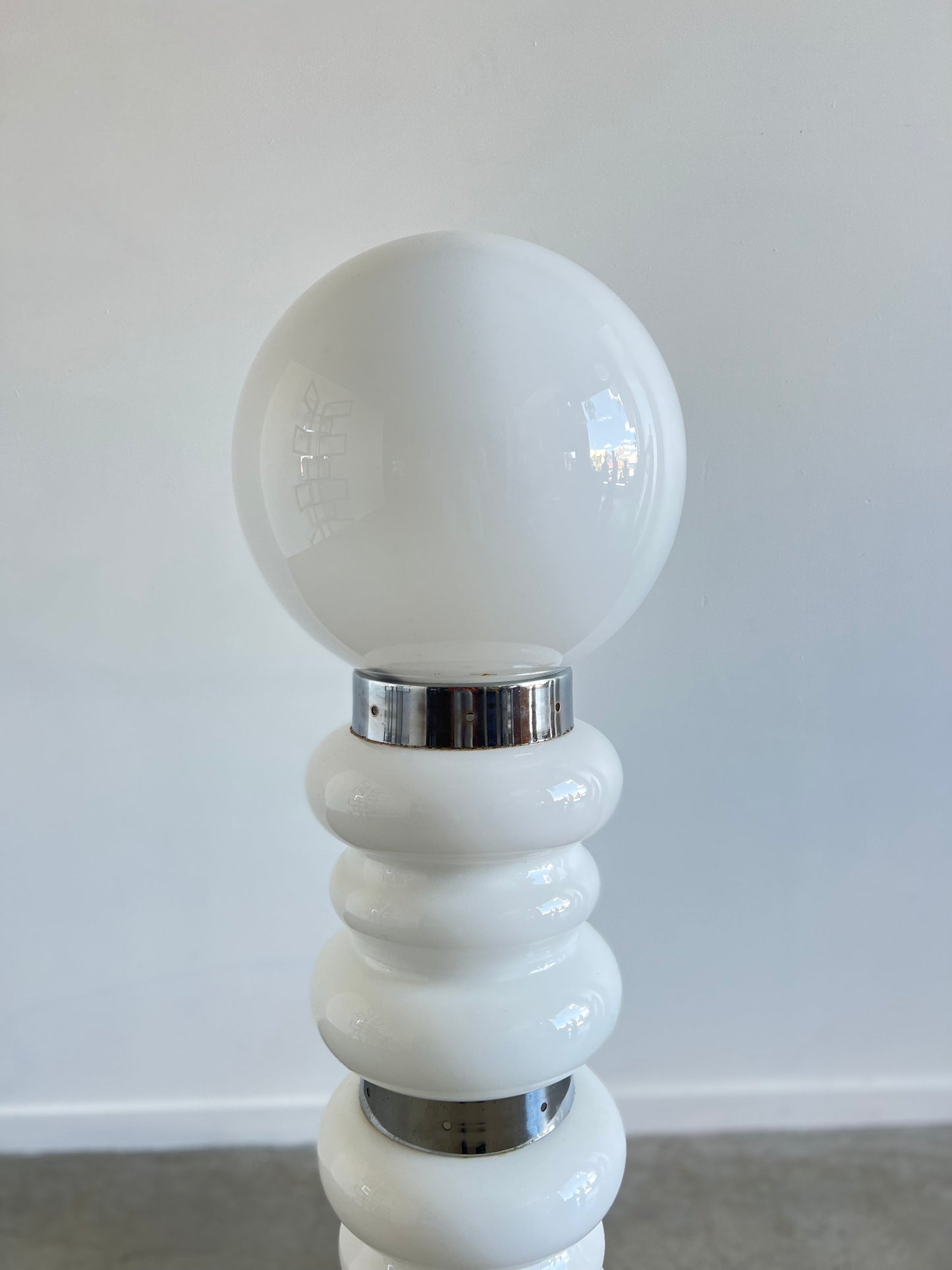 Carlo Nason for Mazzega, White Floor Lamp with Head Ball, 1960s