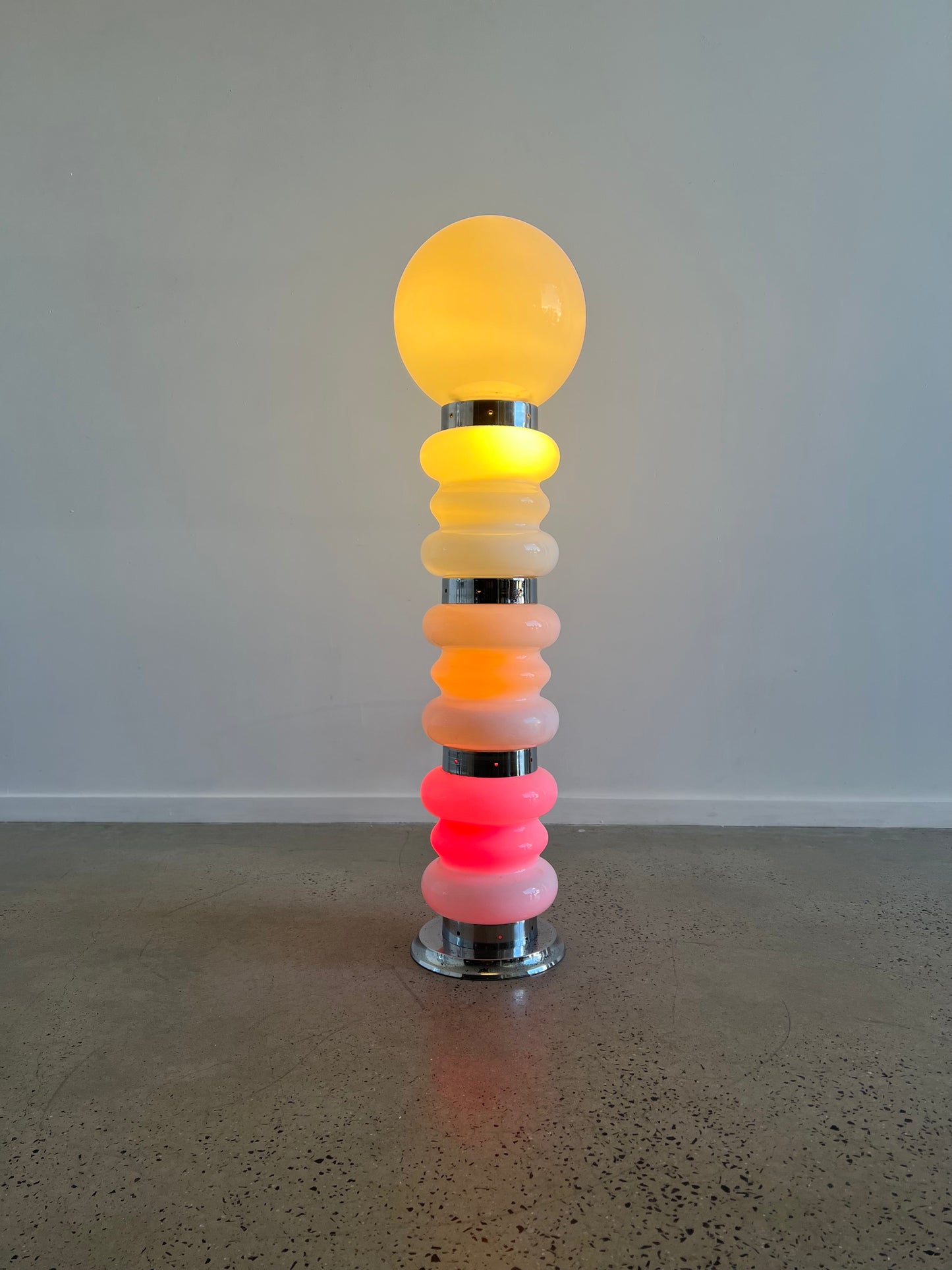 Carlo Nason for Mazzega, White Floor Lamp with Head Ball, 1960s
