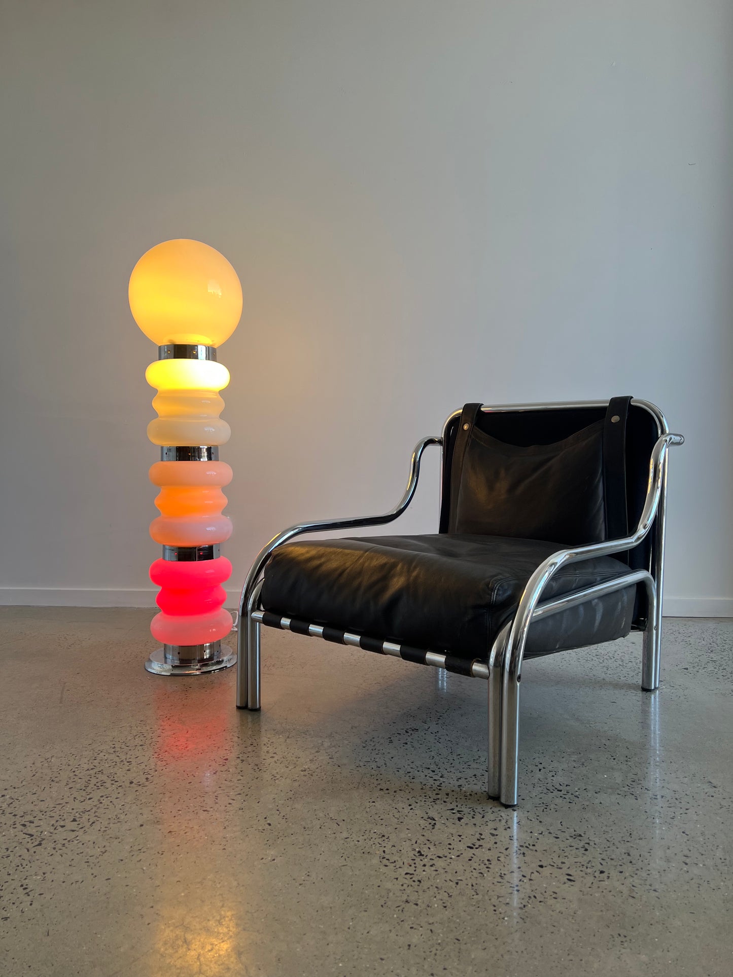 Carlo Nason for Mazzega, White Floor Lamp with Head Ball, 1960s