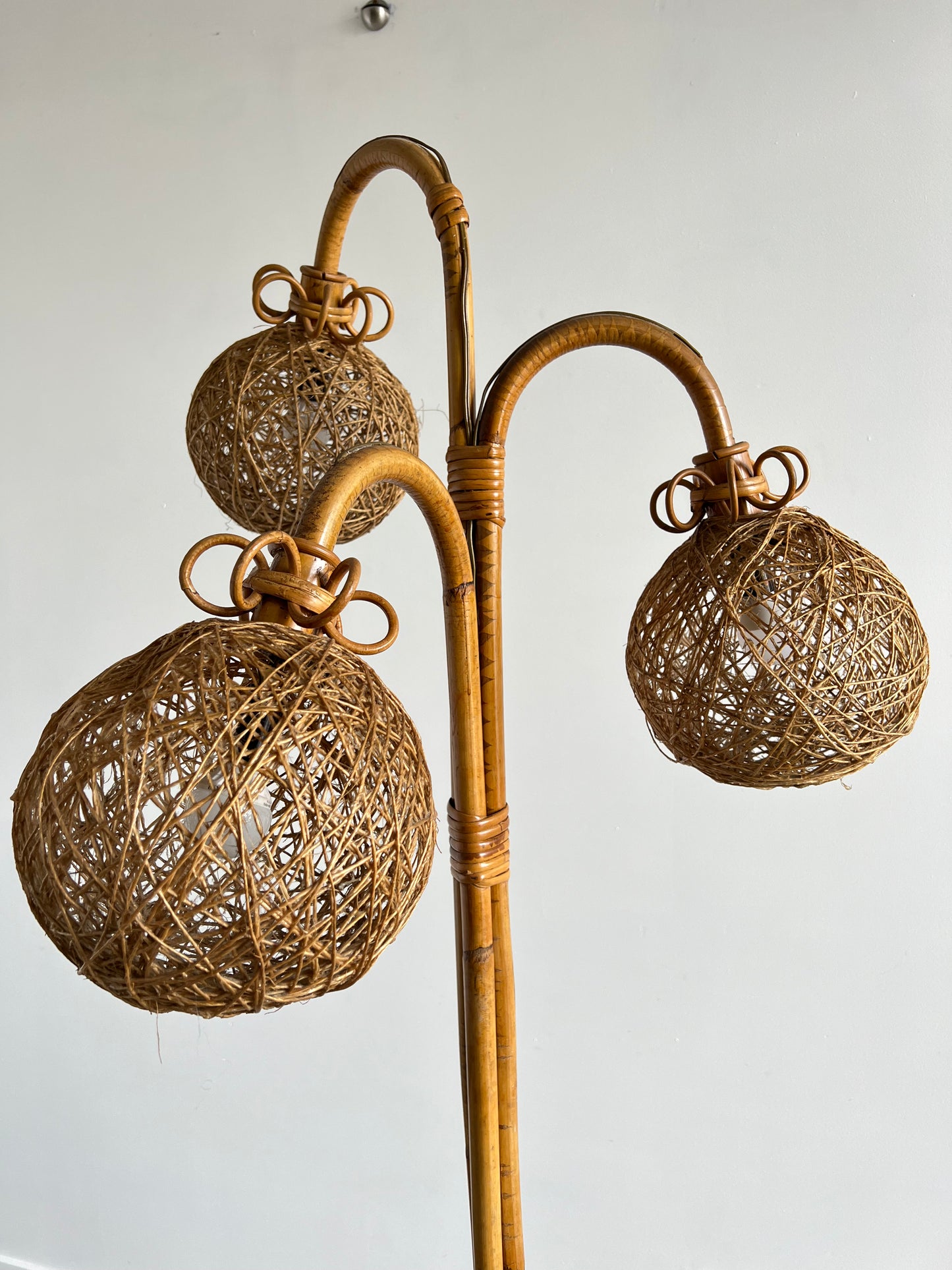 Rattan and Bamboo Floor Lamp, 1960s