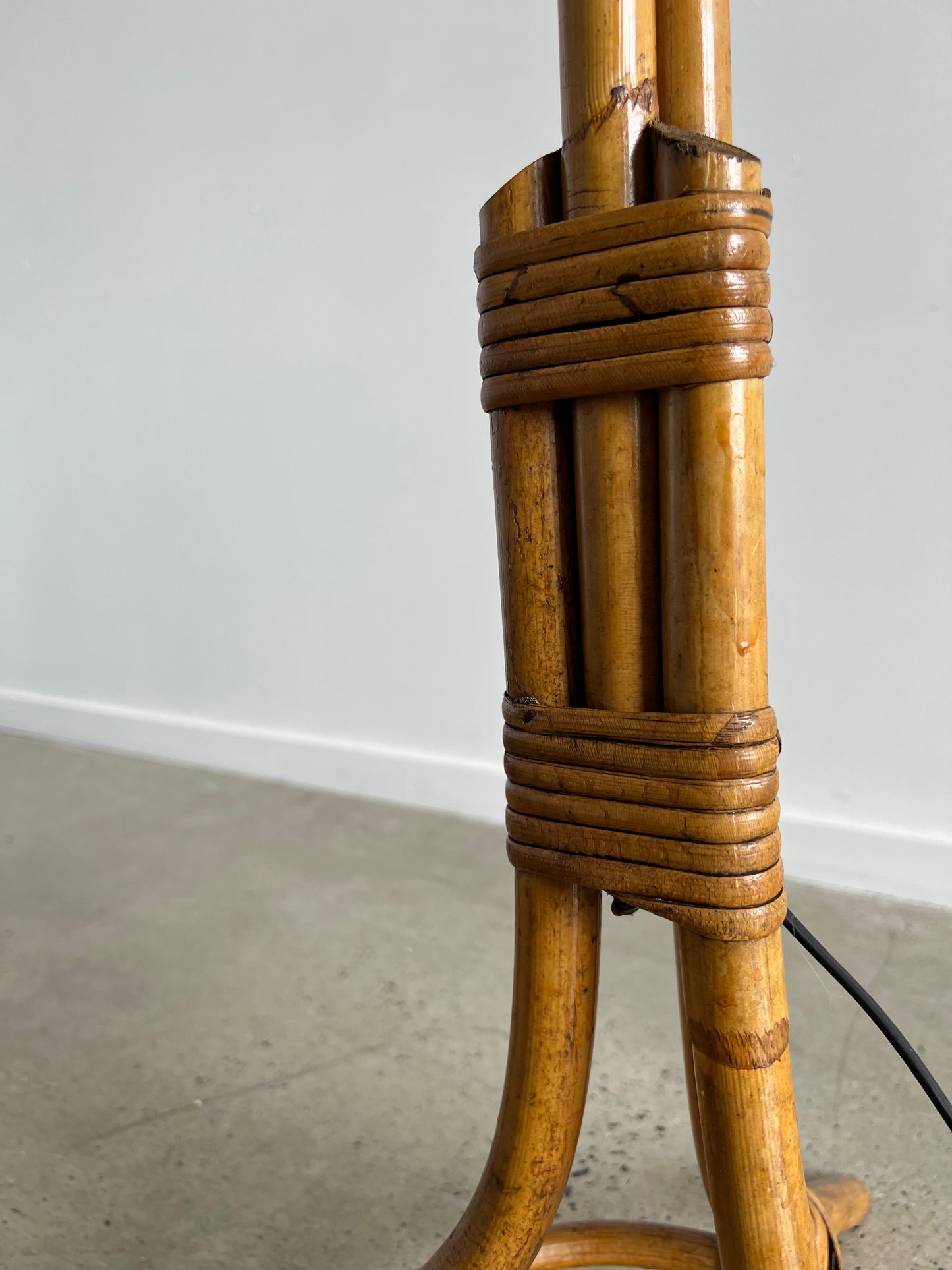 Rattan and Bamboo Floor Lamp, 1960s