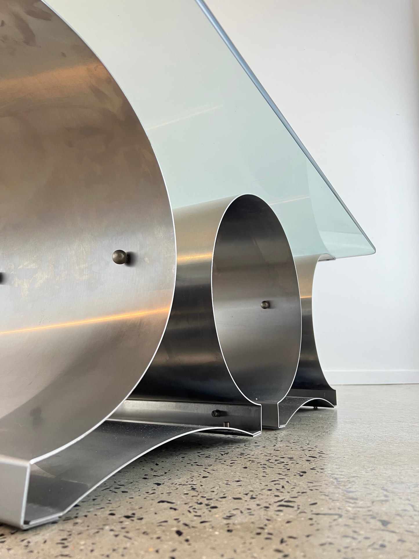 Francois Monnet for Kappa, Stainless Steel and clear Glass Coffee Table, 1970s