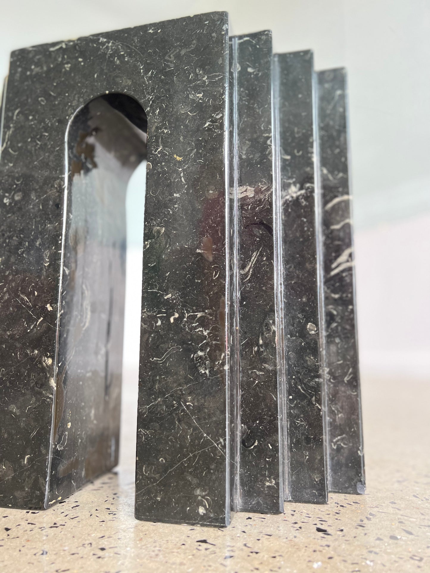 Carlo Scarpa for Cattelan Italia, Black Carrara Marble and Glass Coffee Table, 1970s