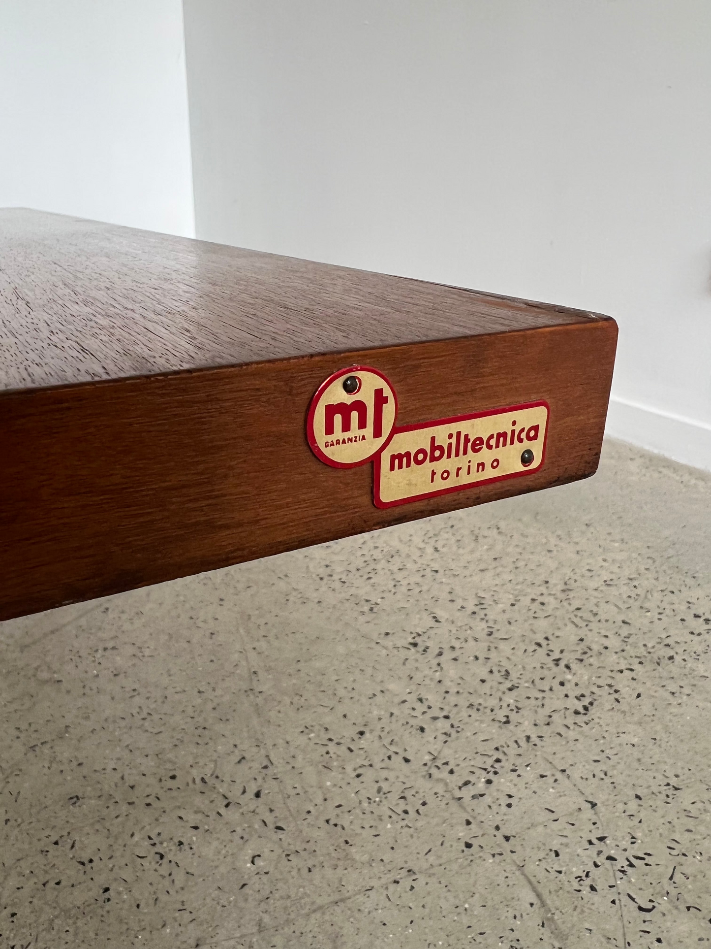 Square coffee table by Mobiltecnica Torino in teak and chrome, 1960s