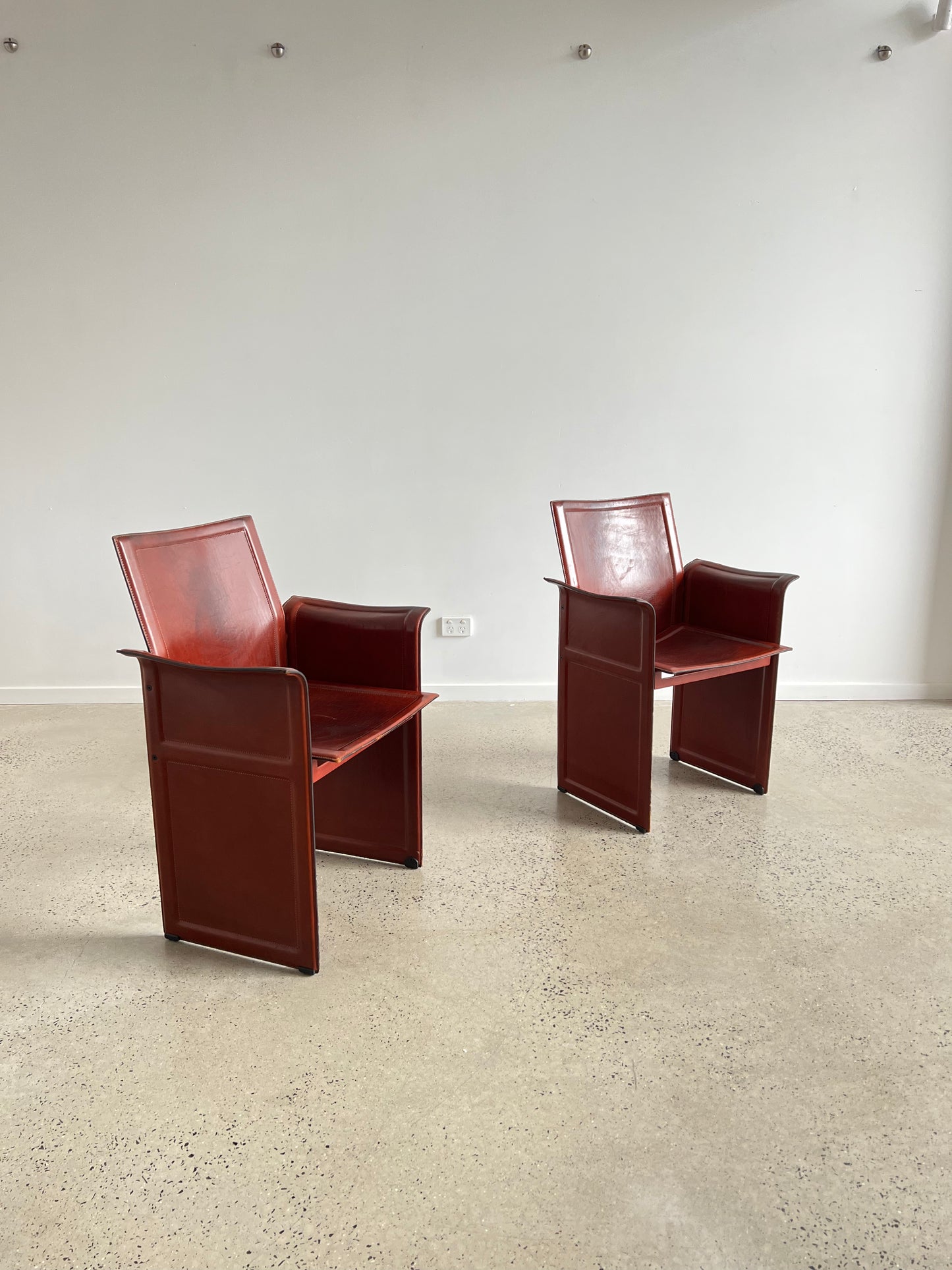 Italian Mid Century Modern “Korium” Leather Armchairs by Tito Agnoli for Matteo Grassi