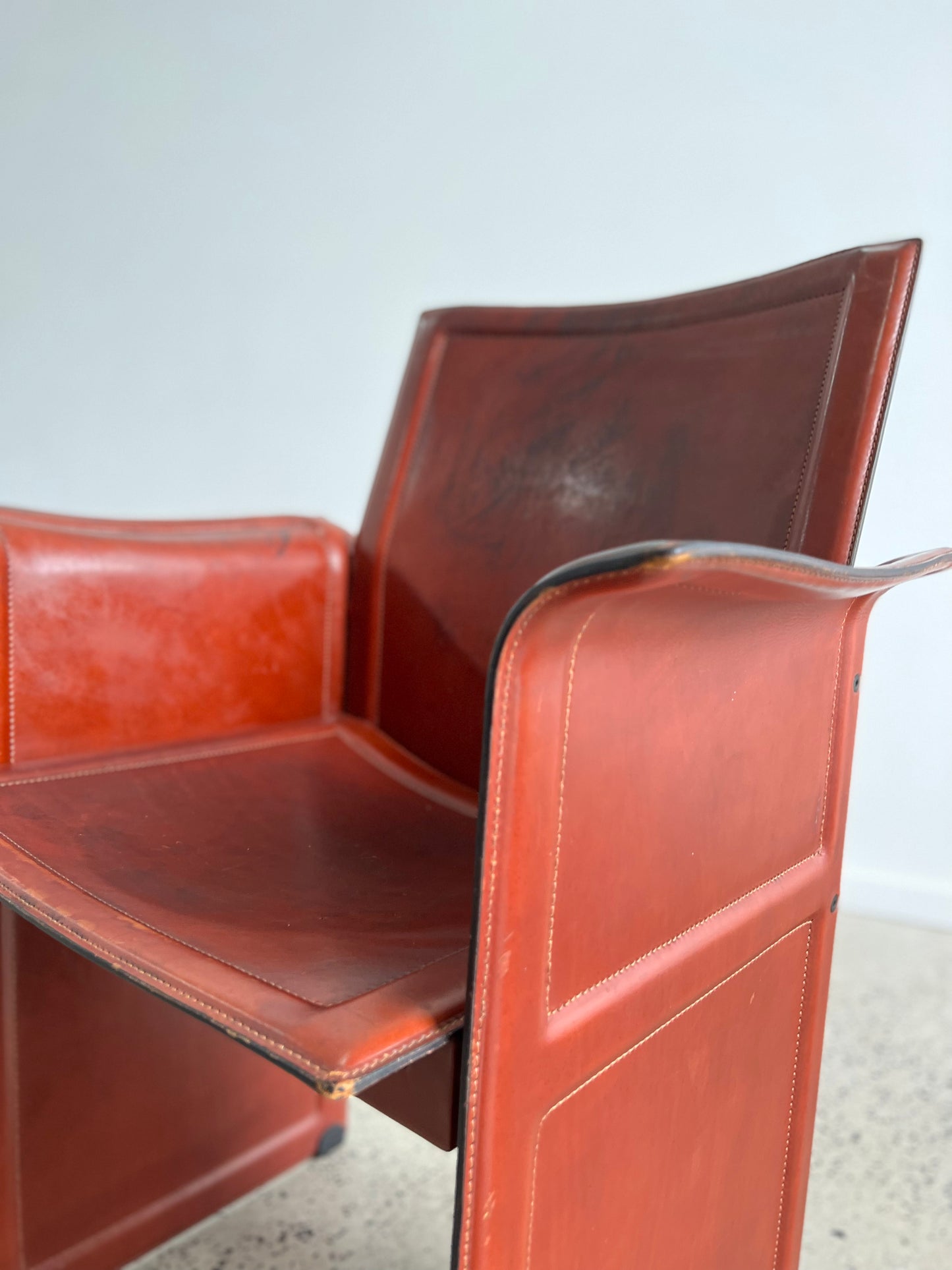 Italian Mid Century Modern “Korium” Leather Armchairs by Tito Agnoli for Matteo Grassi