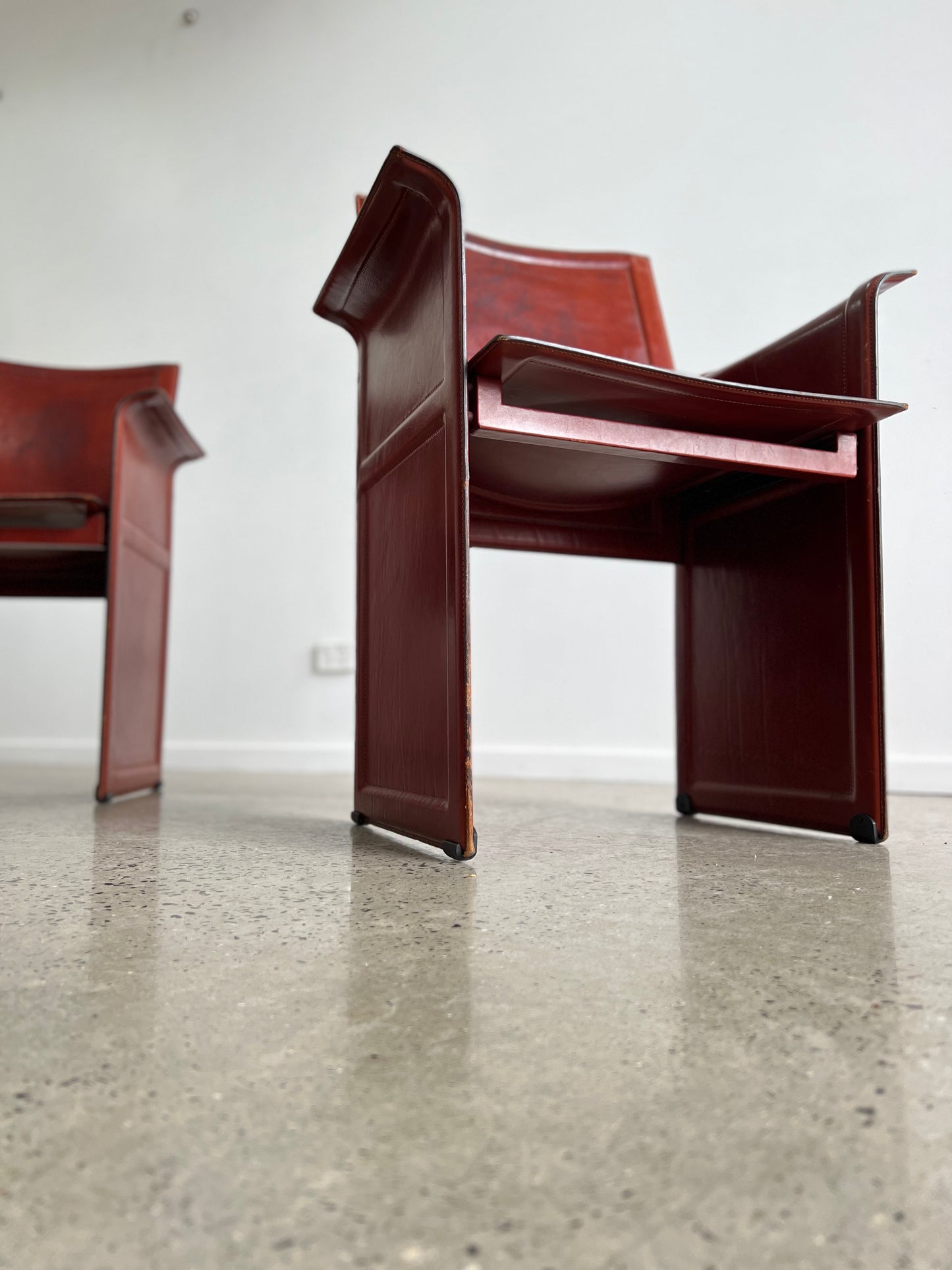 Italian Mid Century Modern “Korium” Leather Armchairs by Tito Agnoli for Matteo Grassi
