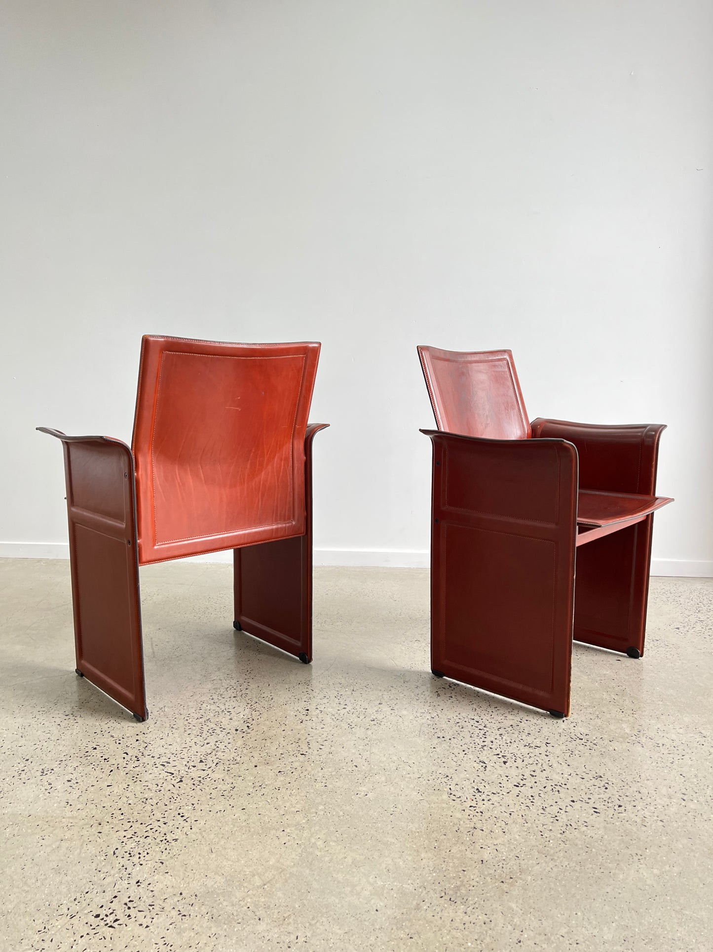 Italian Mid Century Modern “Korium” Leather Armchairs by Tito Agnoli for Matteo Grassi