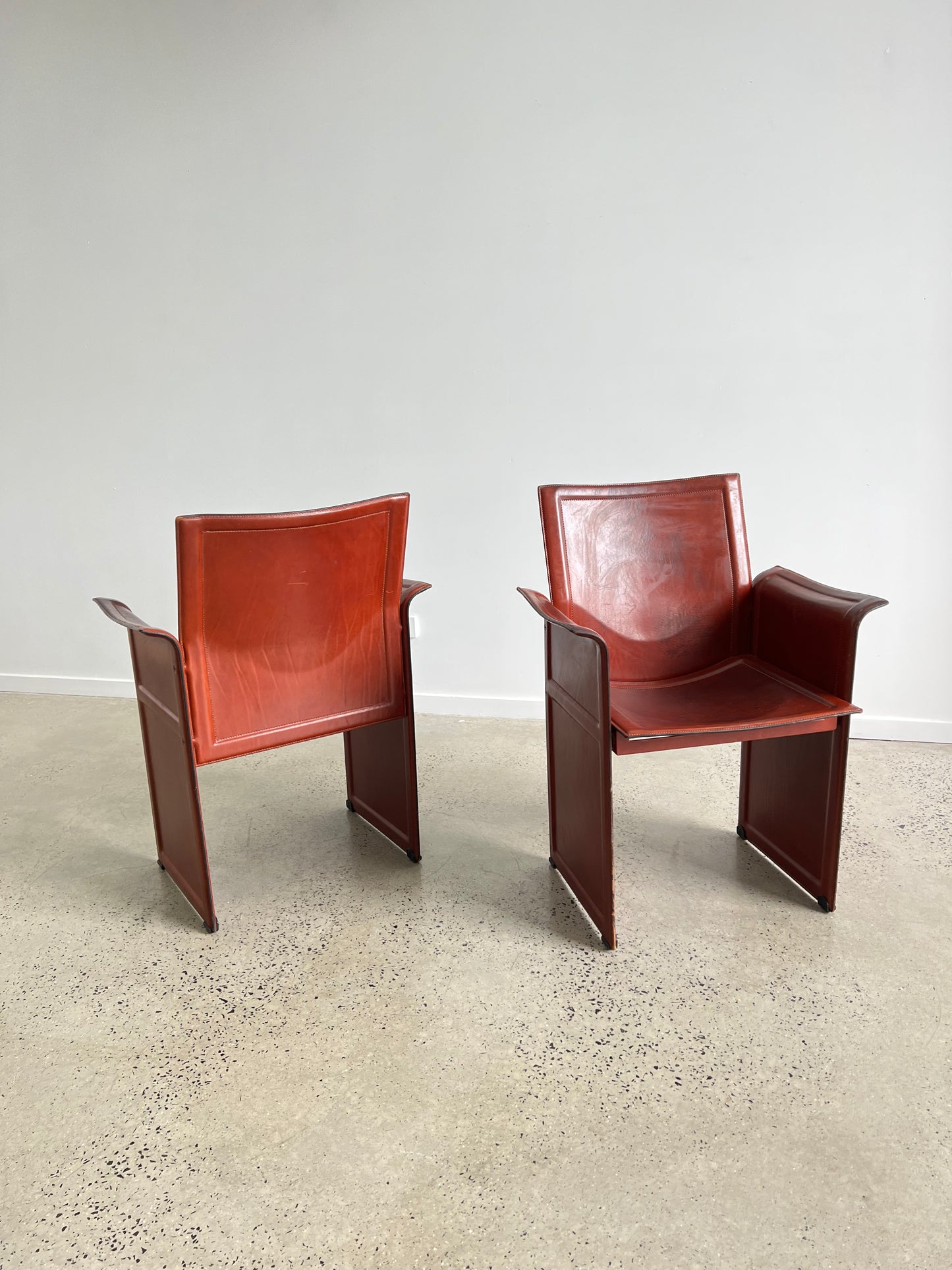 Italian Mid Century Modern “Korium” Leather Armchairs by Tito Agnoli for Matteo Grassi