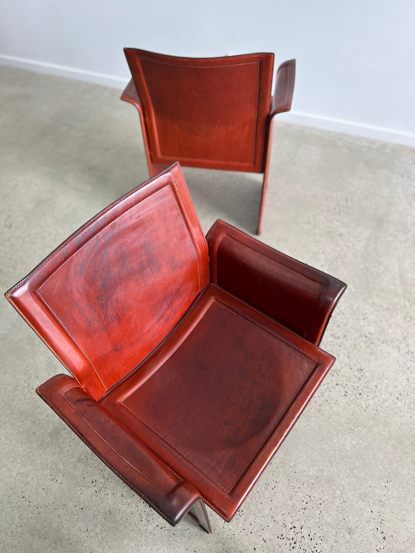 Italian Mid Century Modern “Korium” Leather Armchairs by Tito Agnoli for Matteo Grassi