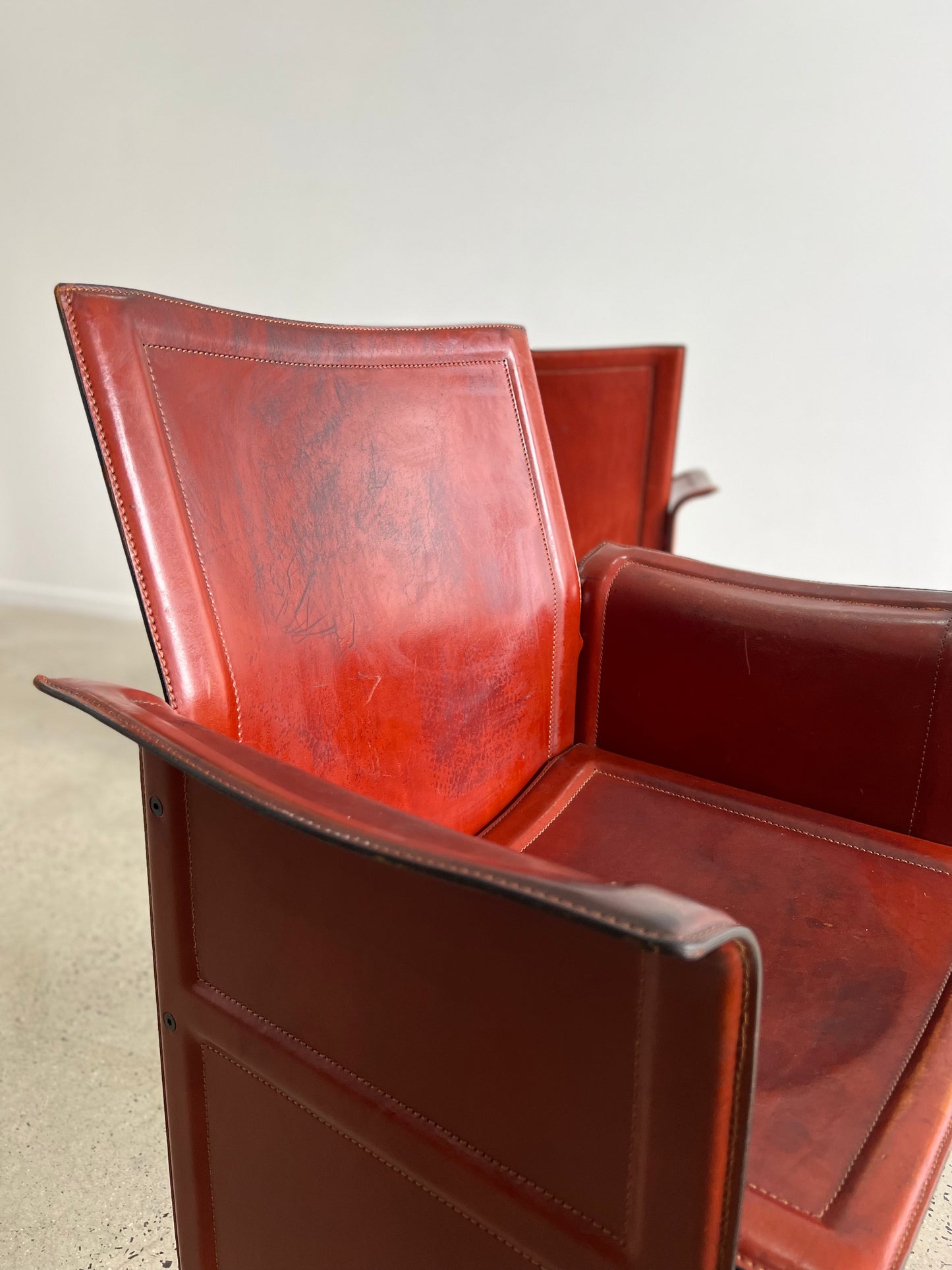 Italian Mid Century Modern “Korium” Leather Armchairs by Tito Agnoli for Matteo Grassi