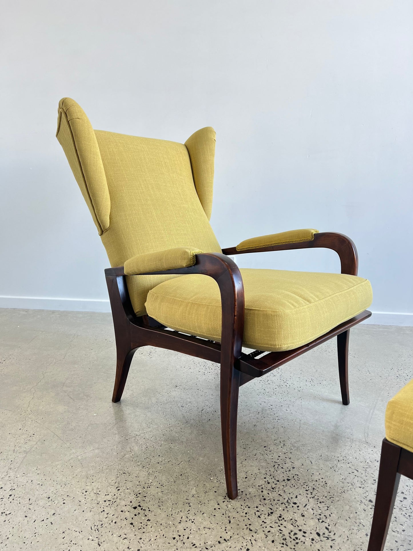 Italian Mid Century Modern Reclining Armchair and Ottoman by Renzo Franchi for Brianzola, 1950s