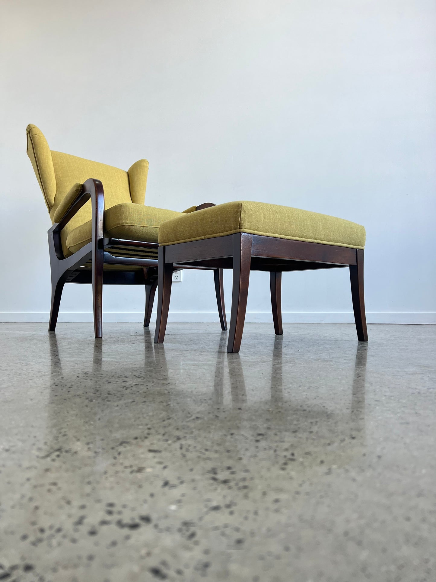 Italian Mid Century Modern Reclining Armchair and Ottoman by Renzo Franchi for Brianzola, 1950s