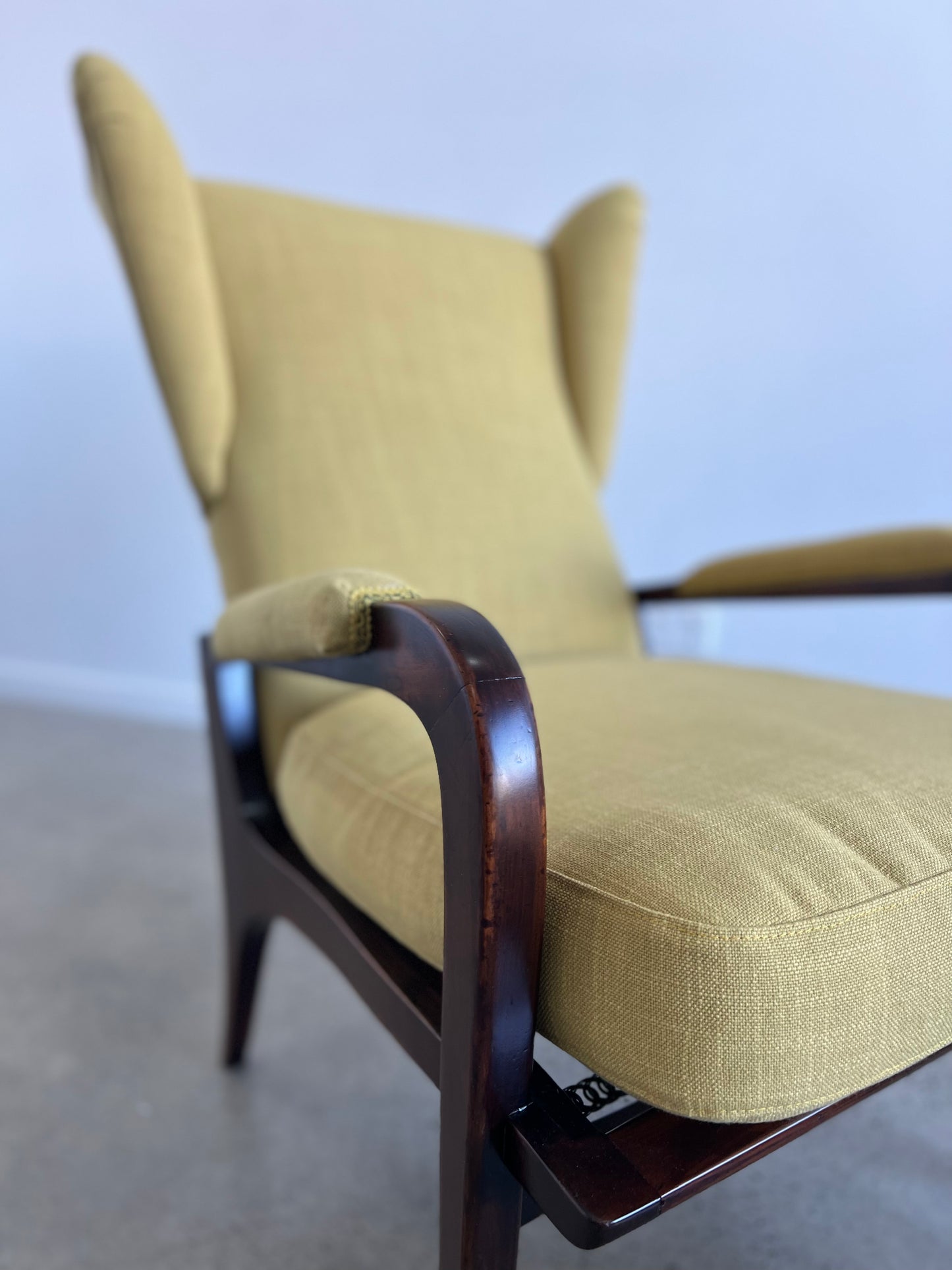 Italian Mid Century Modern Reclining Armchair and Ottoman by Renzo Franchi for Brianzola, 1950s