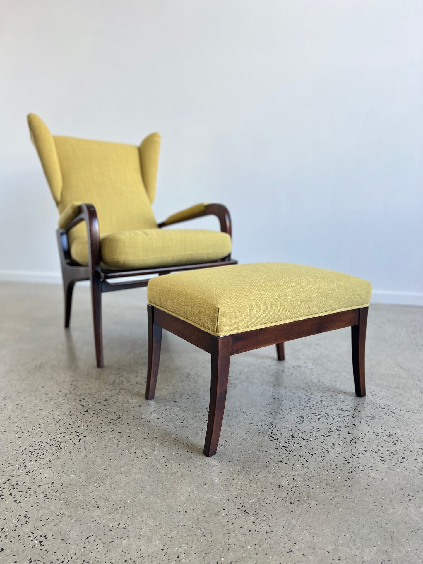 Italian Mid Century Modern Reclining Armchair and Ottoman by Renzo Franchi for Brianzola, 1950s