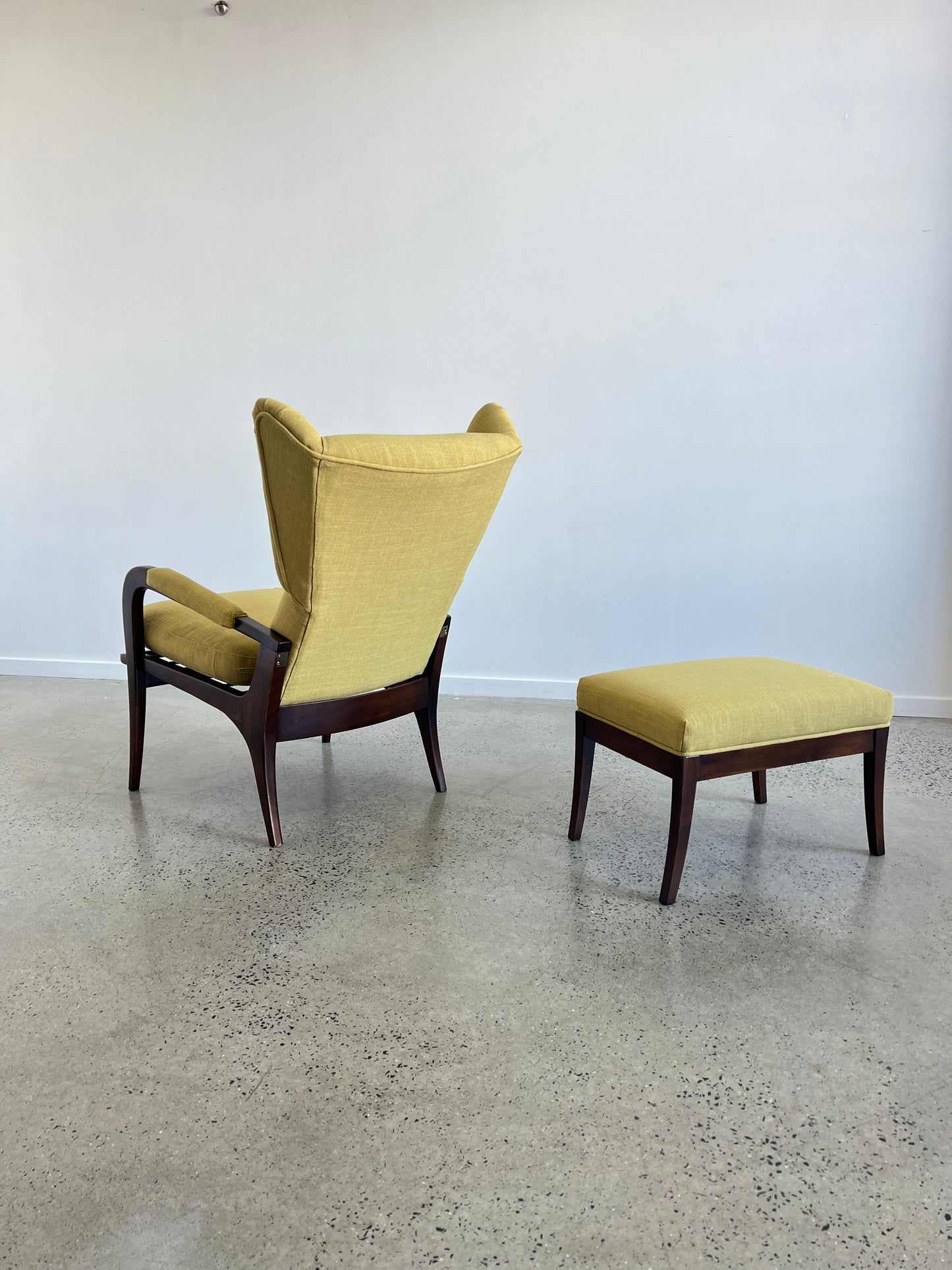 Italian Mid Century Modern Reclining Armchair and Ottoman by Renzo Franchi for Brianzola, 1950s