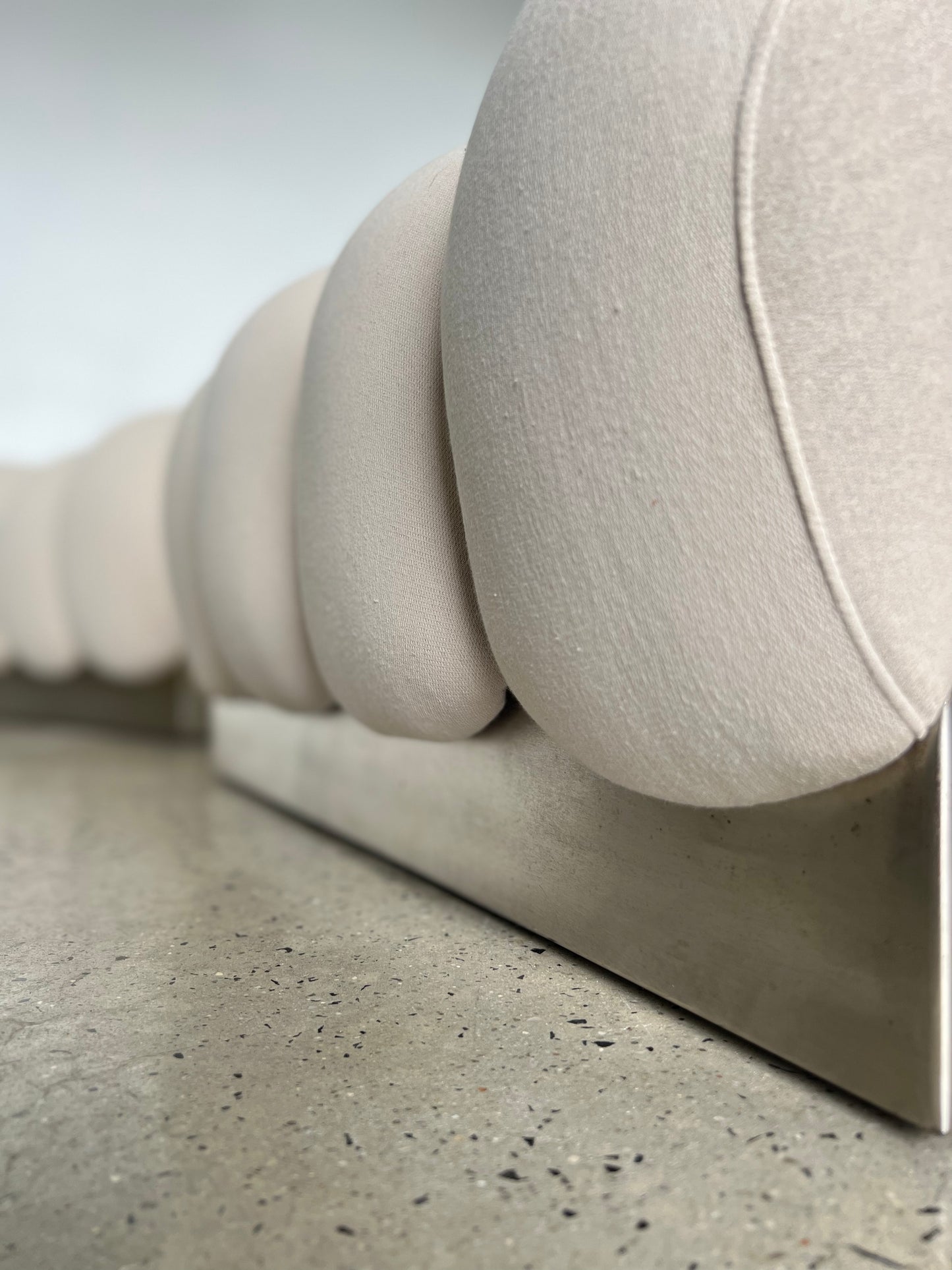 Italian Modular Sofa Chairs in Cream Fabric and Metal Base, 1970s