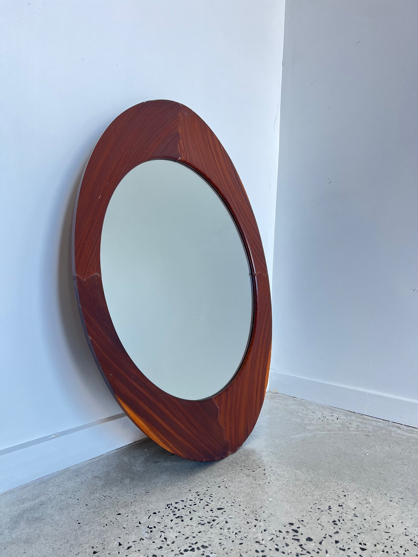Campo & Graffi Mid Century Modern Oval Teak Wall Mirror, 1960