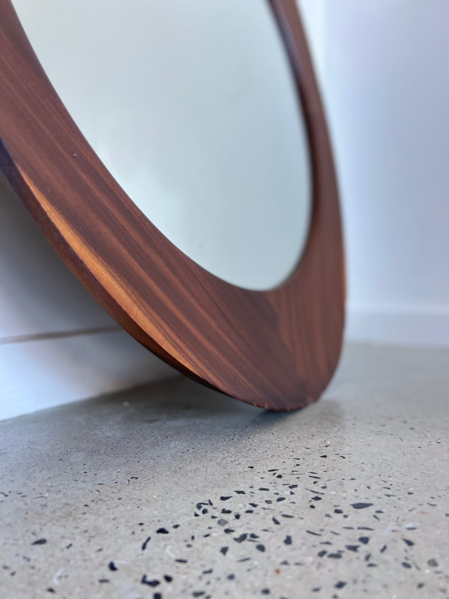Campo & Graffi Mid Century Modern Oval Teak Wall Mirror, 1960