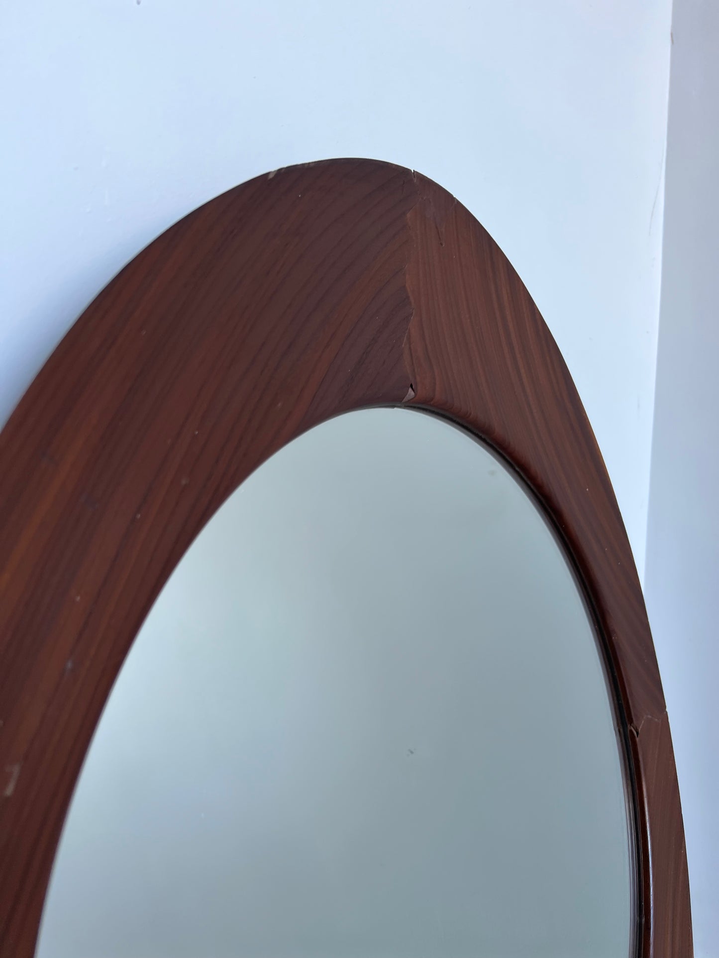 Campo & Graffi Mid Century Modern Oval Teak Wall Mirror, 1960