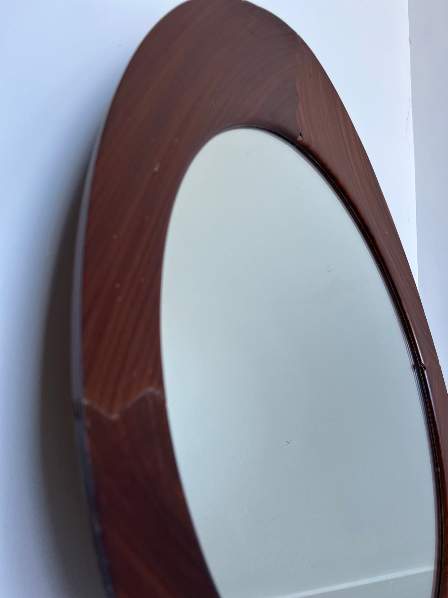 Campo & Graffi Mid Century Modern Oval Teak Wall Mirror, 1960
