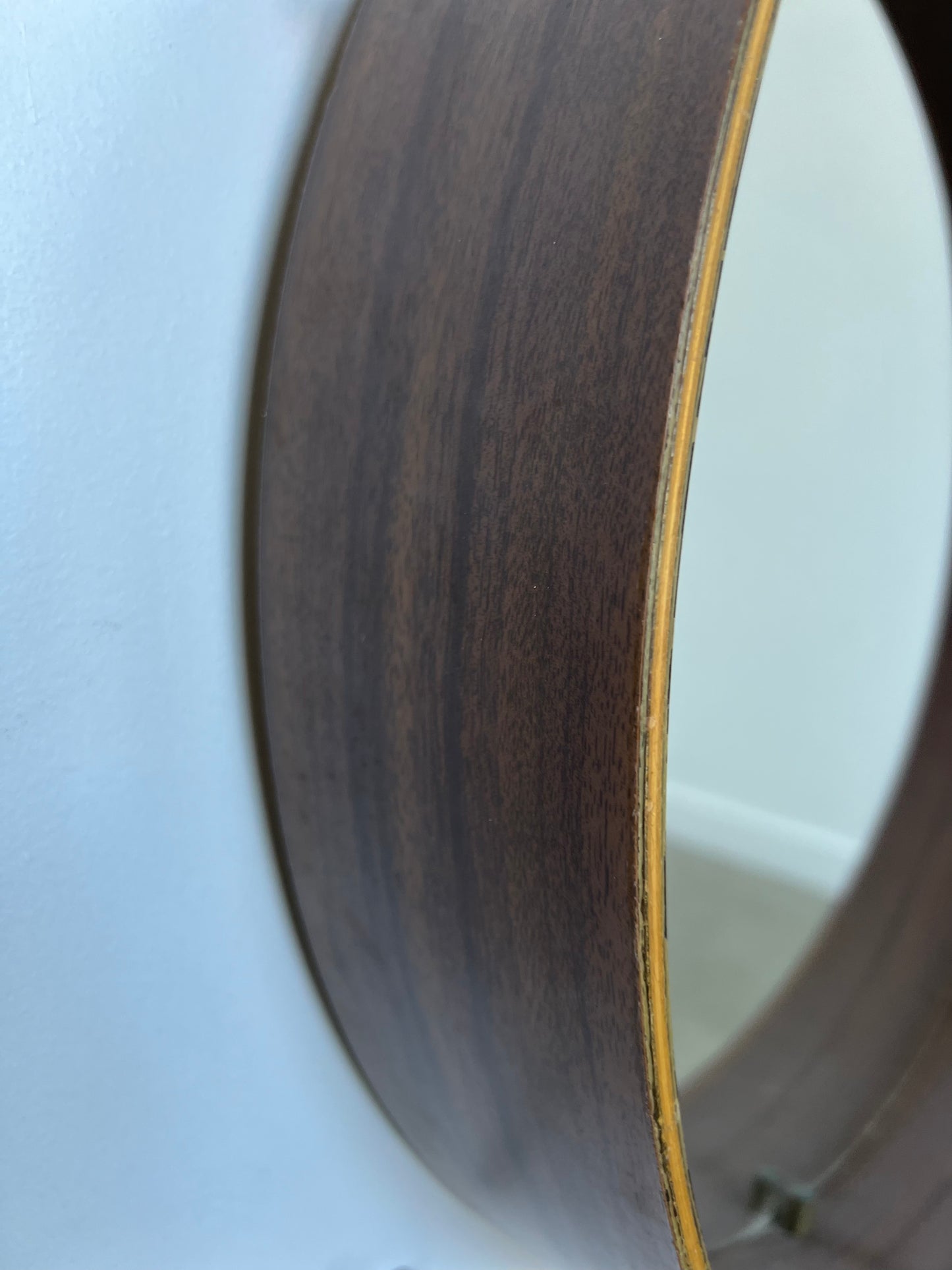 Mid Century Modern Italian Round Wall Mirror with Rosewood Frame, 1950s