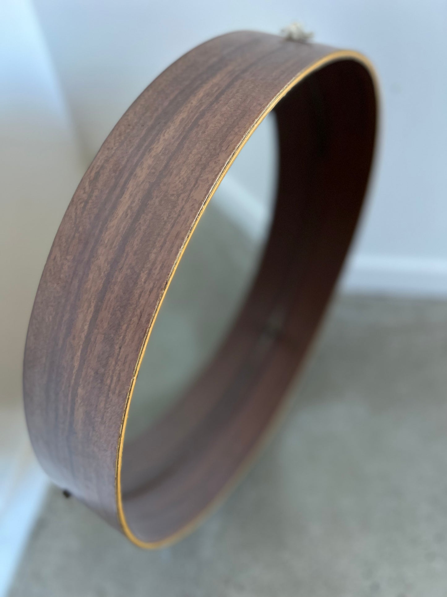 Mid Century Modern Italian Round Wall Mirror with Rosewood Frame, 1950s