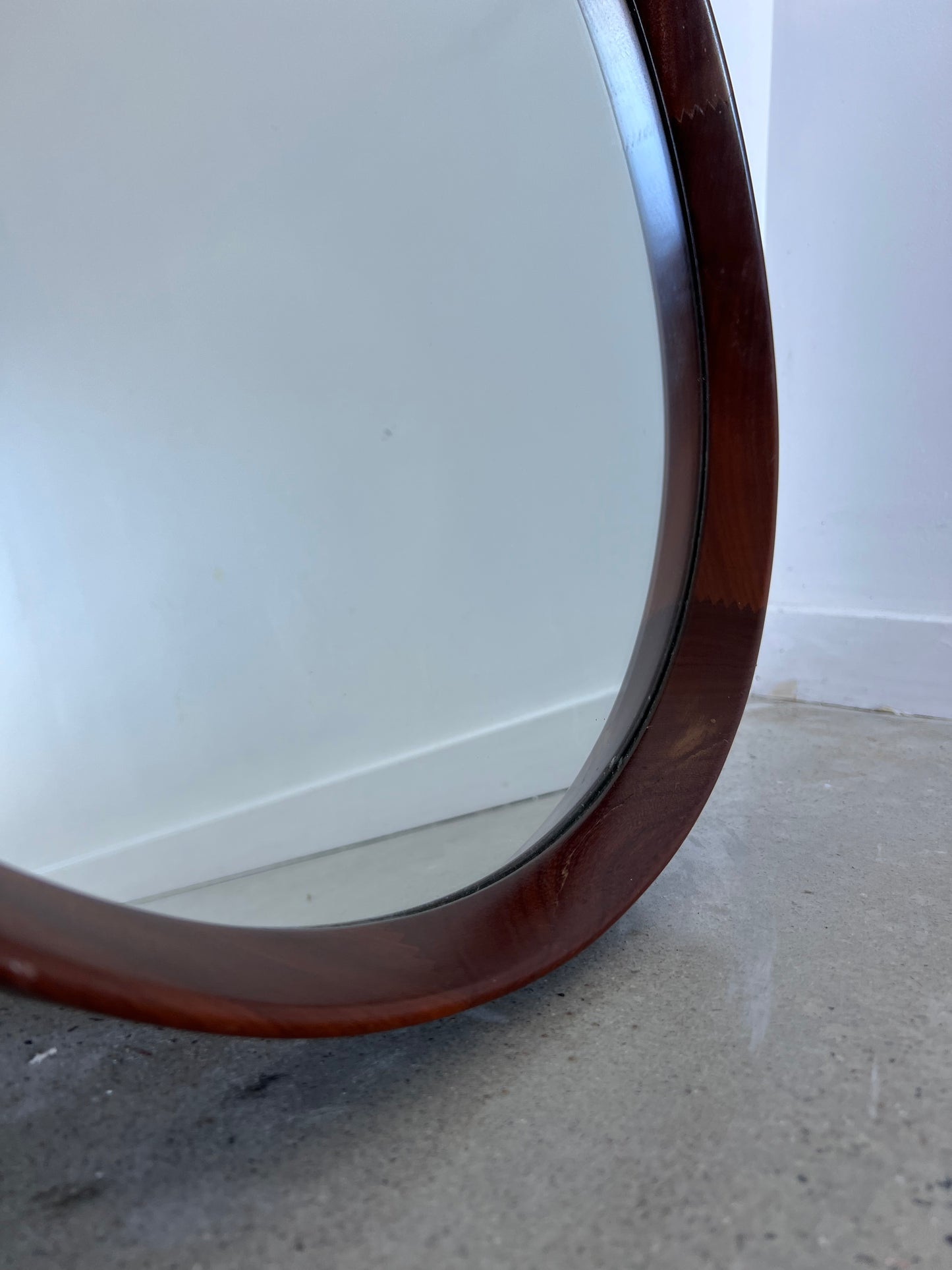 Glas & Trä Hovmantorp Round Wall Mirror in Teak, 1950s