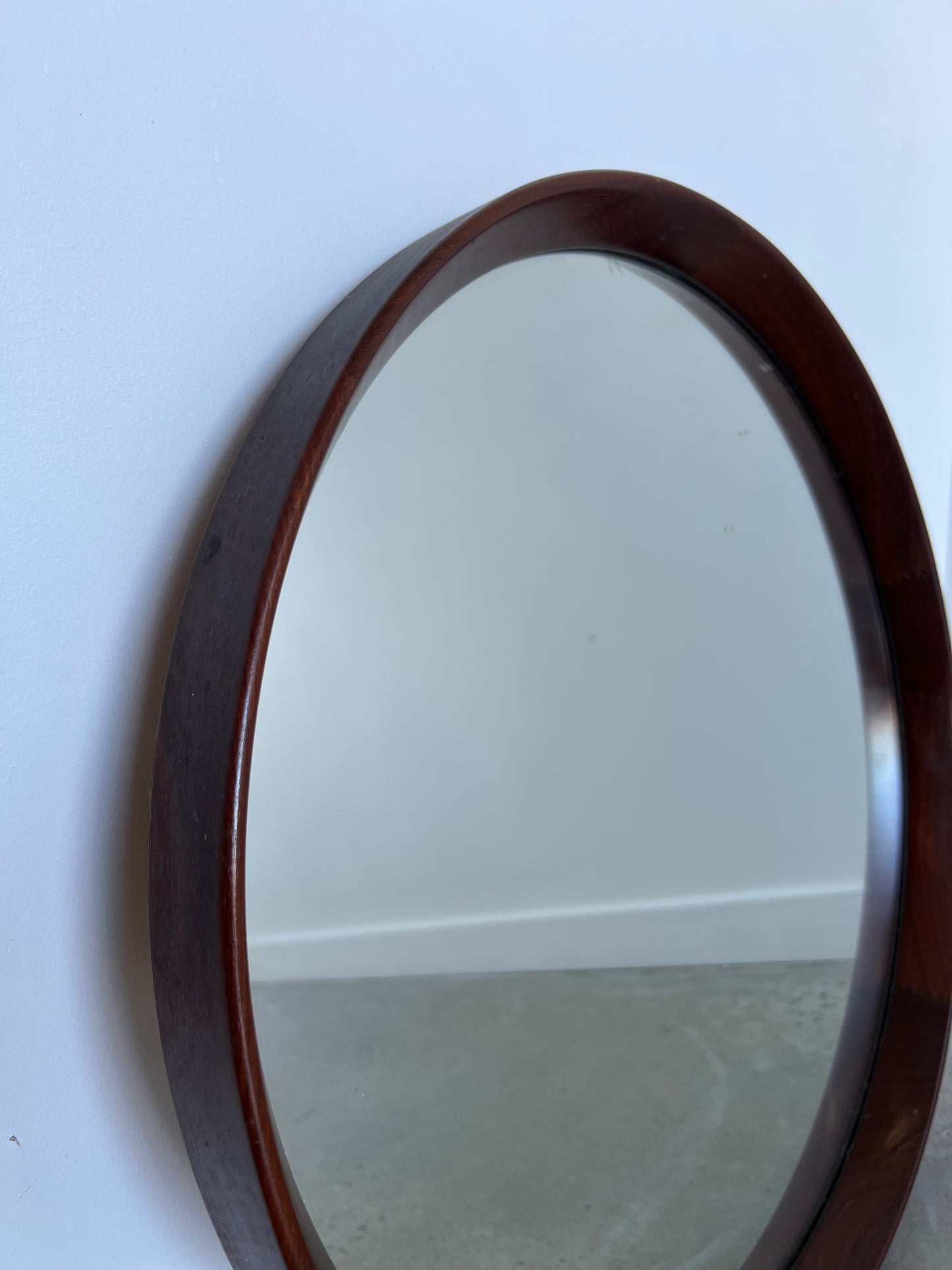 Glas & Trä Hovmantorp Round Wall Mirror in Teak, 1950s