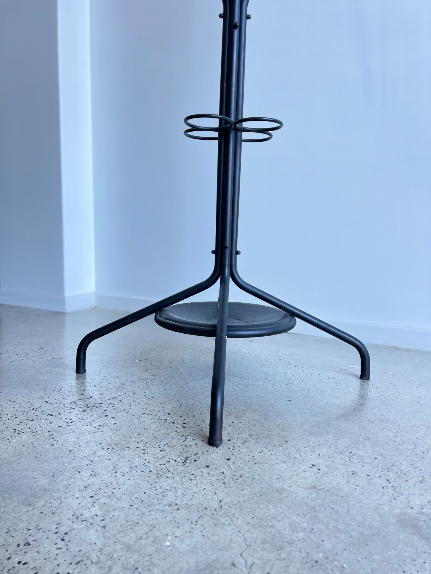 Italian Black Metal and Red Timber Coat Hanger, 1980s