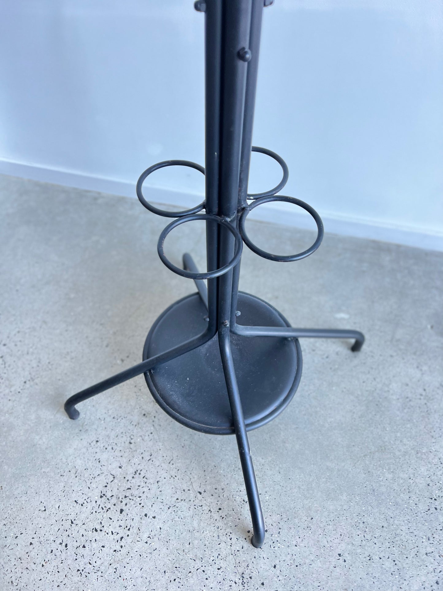 Italian Black Metal and Red Timber Coat Hanger, 1980s